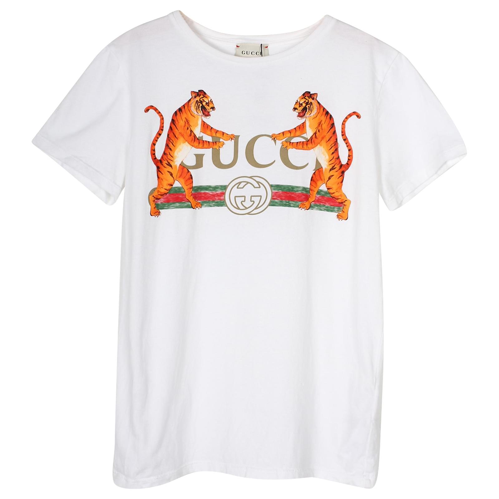 Gucci Kids Logo Print Roaring Tigers T-shirt in Cotton ref.757390 - Joli Closet