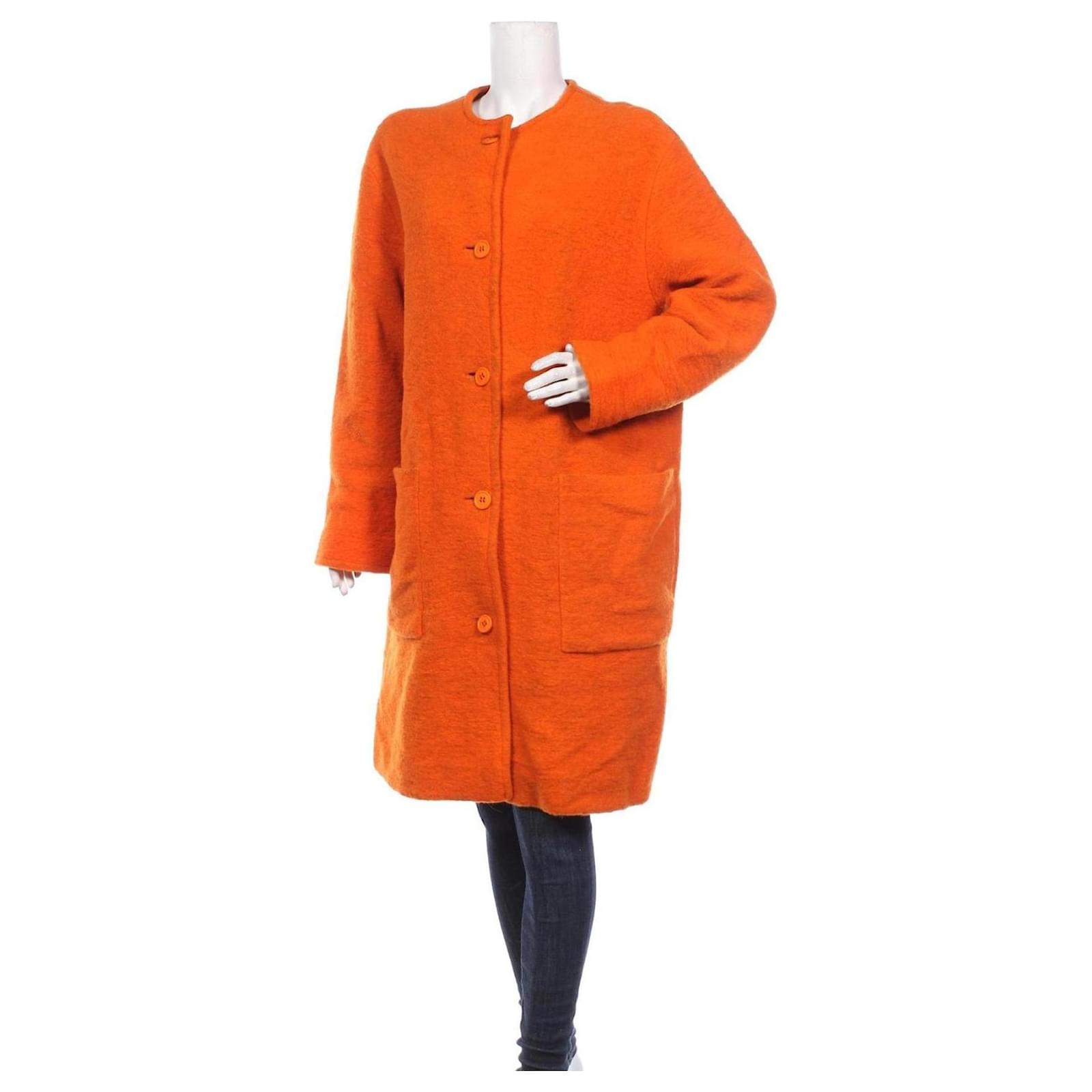 Marimekko Coats, Outerwear Orange Polyester Wool  - Joli Closet