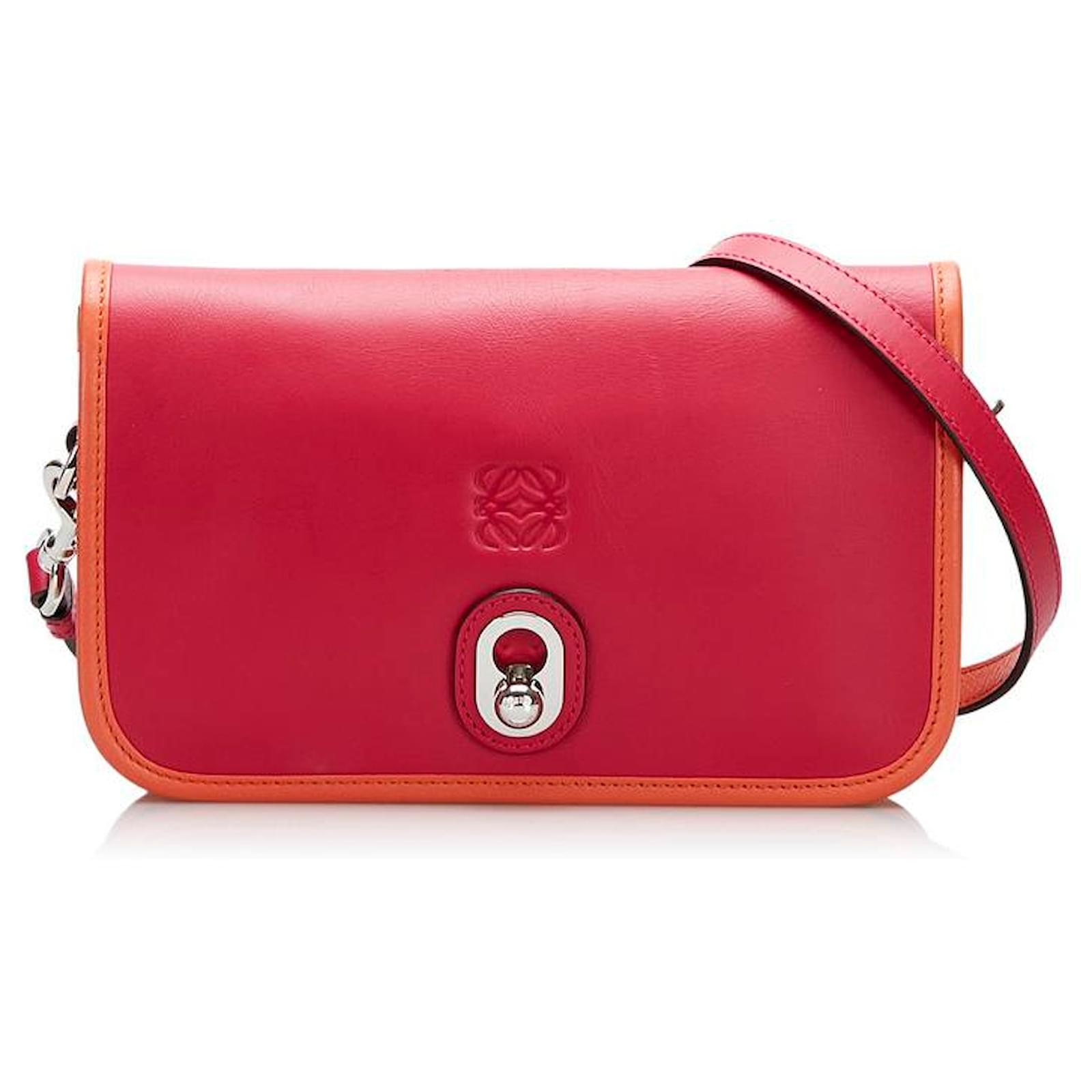 Loewe Ines Leather Crossbody Bag Red Ponystyle calfskin ref.759474