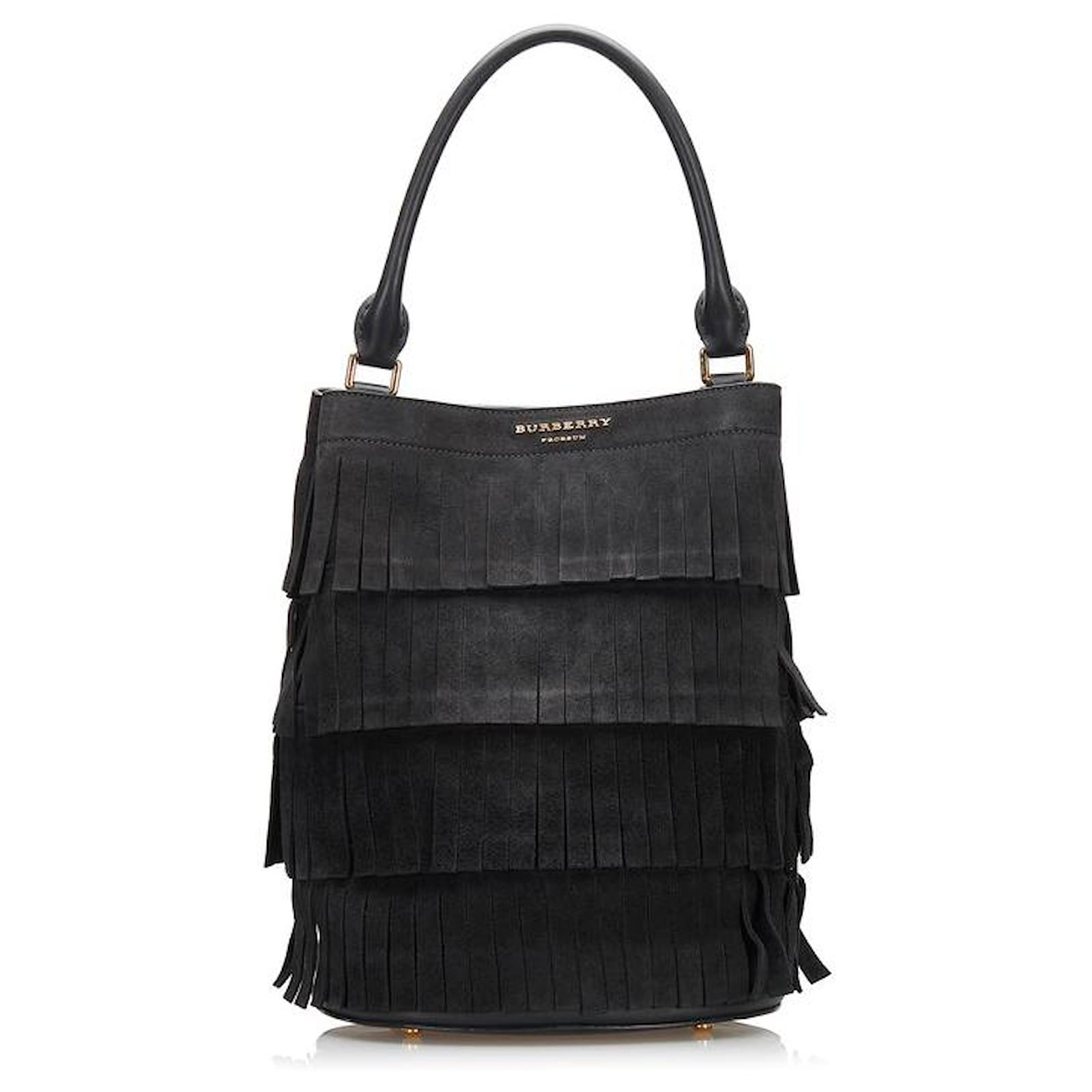 Burberry Fringed Suede Bucket Bag Black ref.759574 Joli Closet