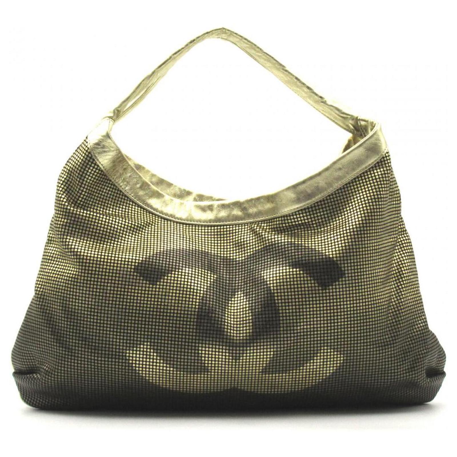 Chanel Sac hobo Hollywood métallisé Veau façon poulain Doré ref.759606