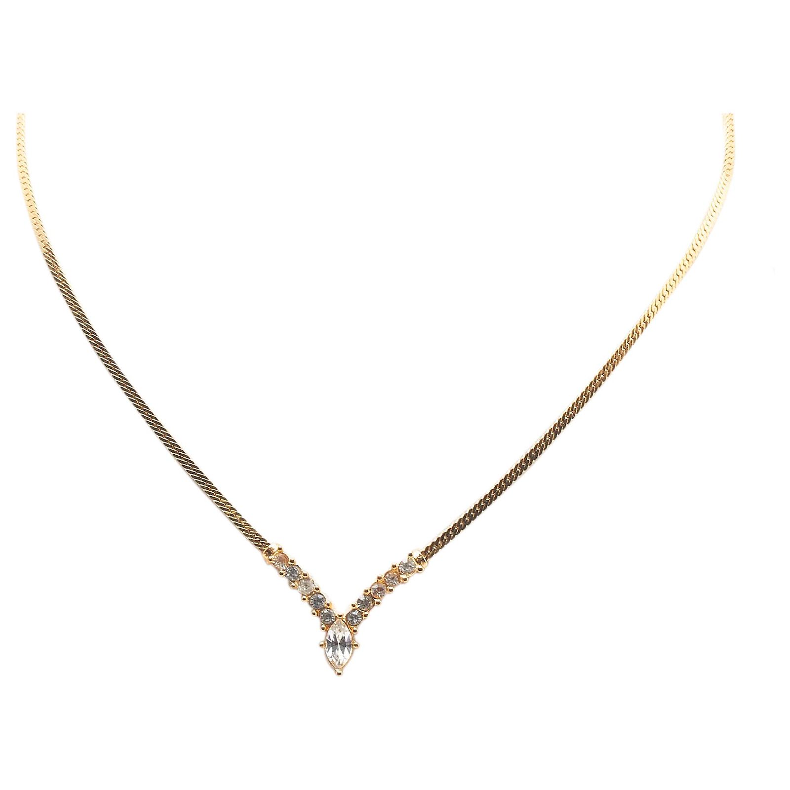 Collier En Métal Doré Moderne - Très Bon état - Style épuré Et Brillant - Sans Marque