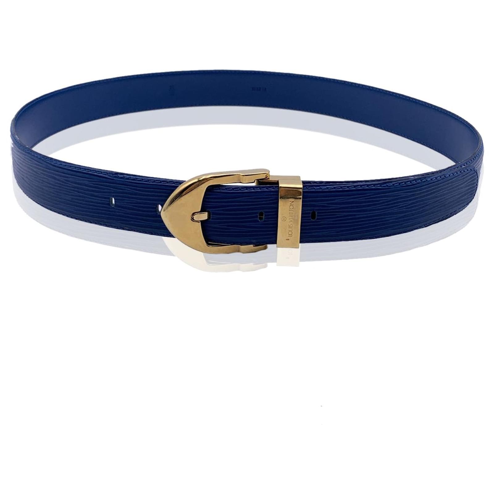 Louis Vuitton Vintage Blue Epi Belt Gold Metal Buckle Size 85/34 For Sale  at 1stDibs