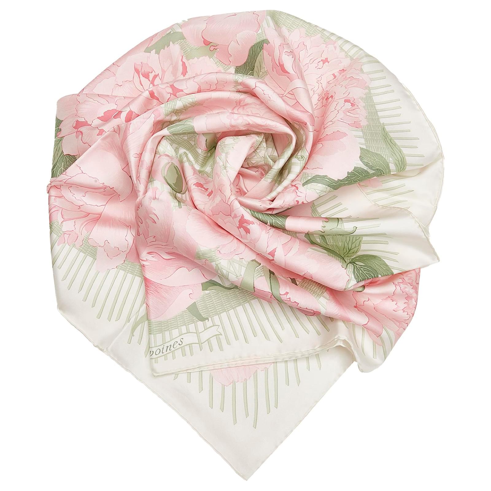 Foulard Hermes Hermes Les Pivoines Silk Scarf Hermès HERMES Carre