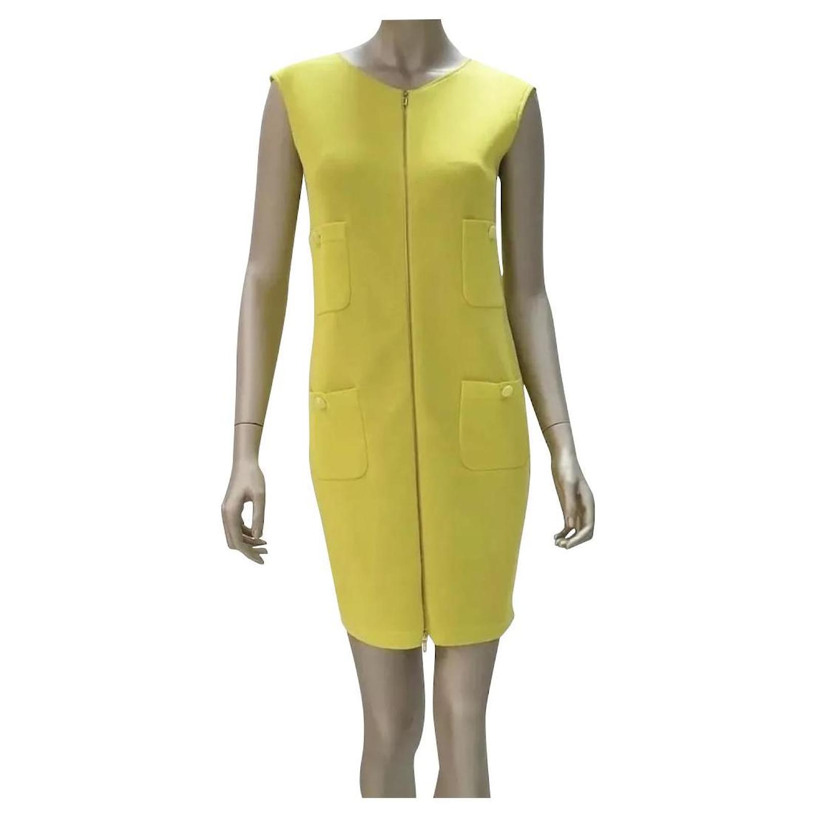 Chanel Lemon Green Knit Zip Detail Sheath Dress Sz.38 Cotton ref.764333 -  Joli Closet