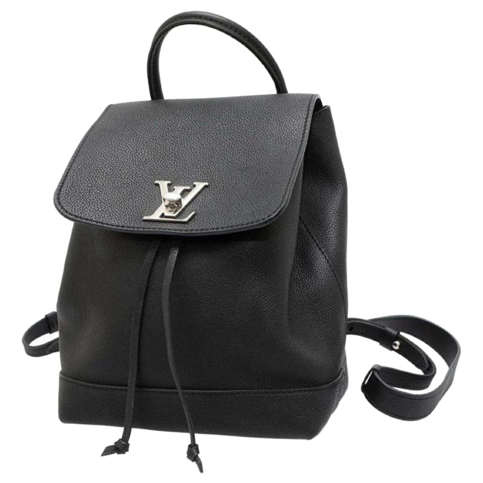 Twist Louis Vuitton Black LockMe Backpack Leather Ponystyle calfskin