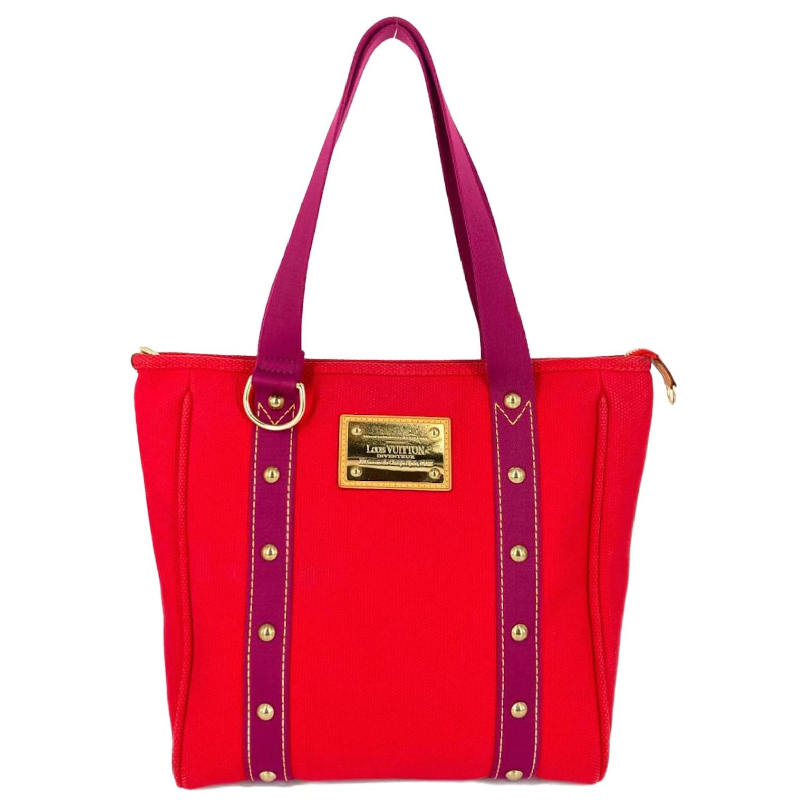 Louis Vuitton Antigua Cabas MM Red Cloth ref.767258 - Joli Closet