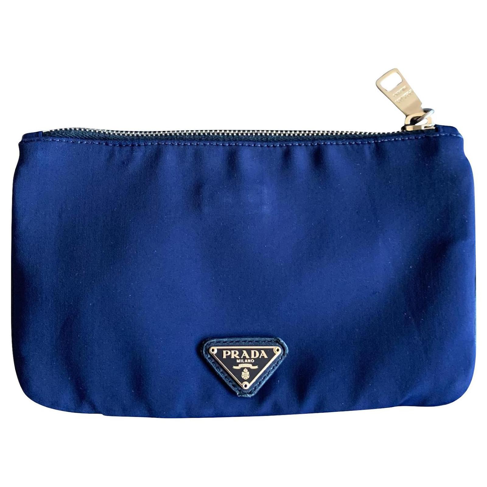 Prada Mini bag, Purse, Clutch Dark blue Synthetic ref.767336