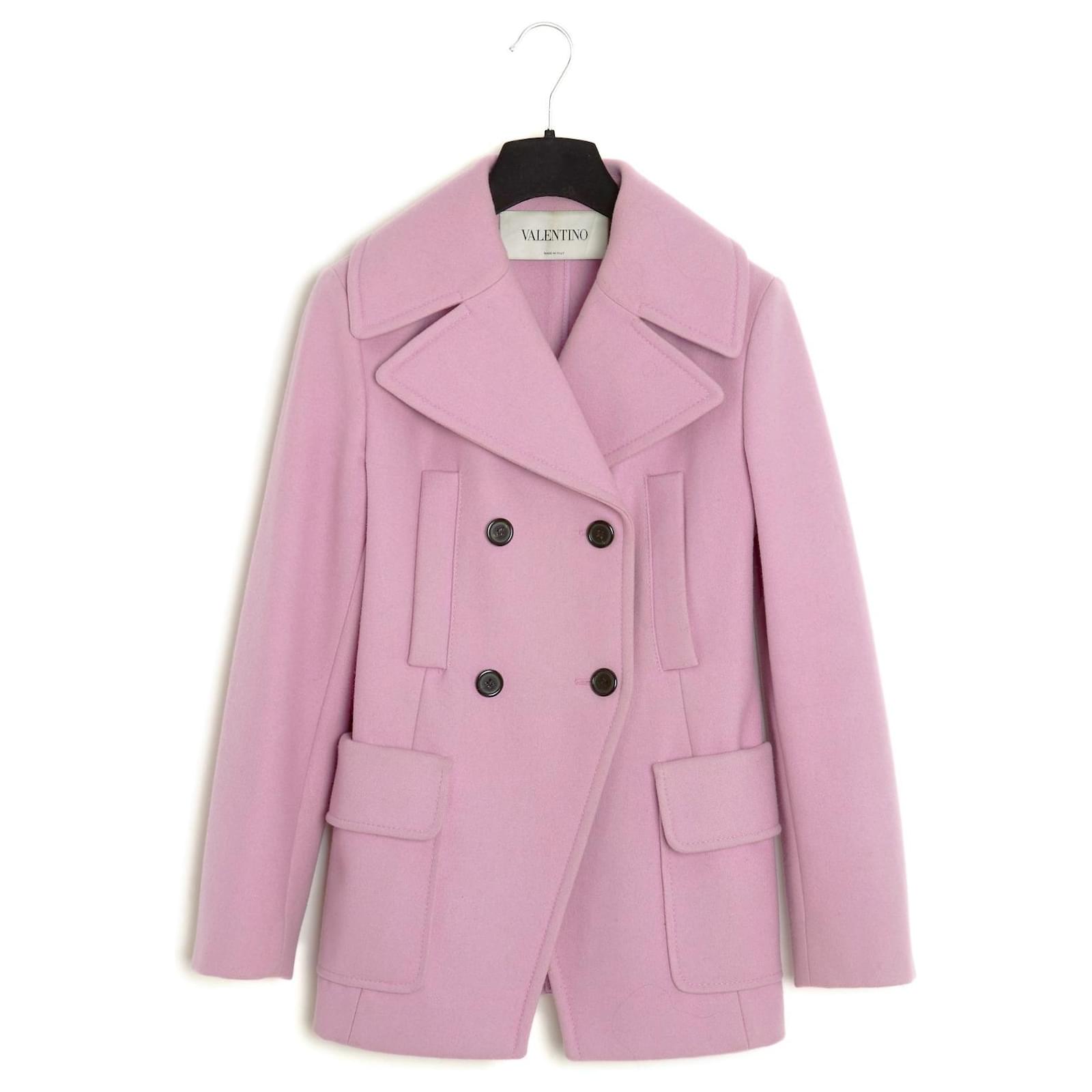 Valentino PINK PARMA PEA COAT EN34/36 Wool ref.767962 - Joli Closet