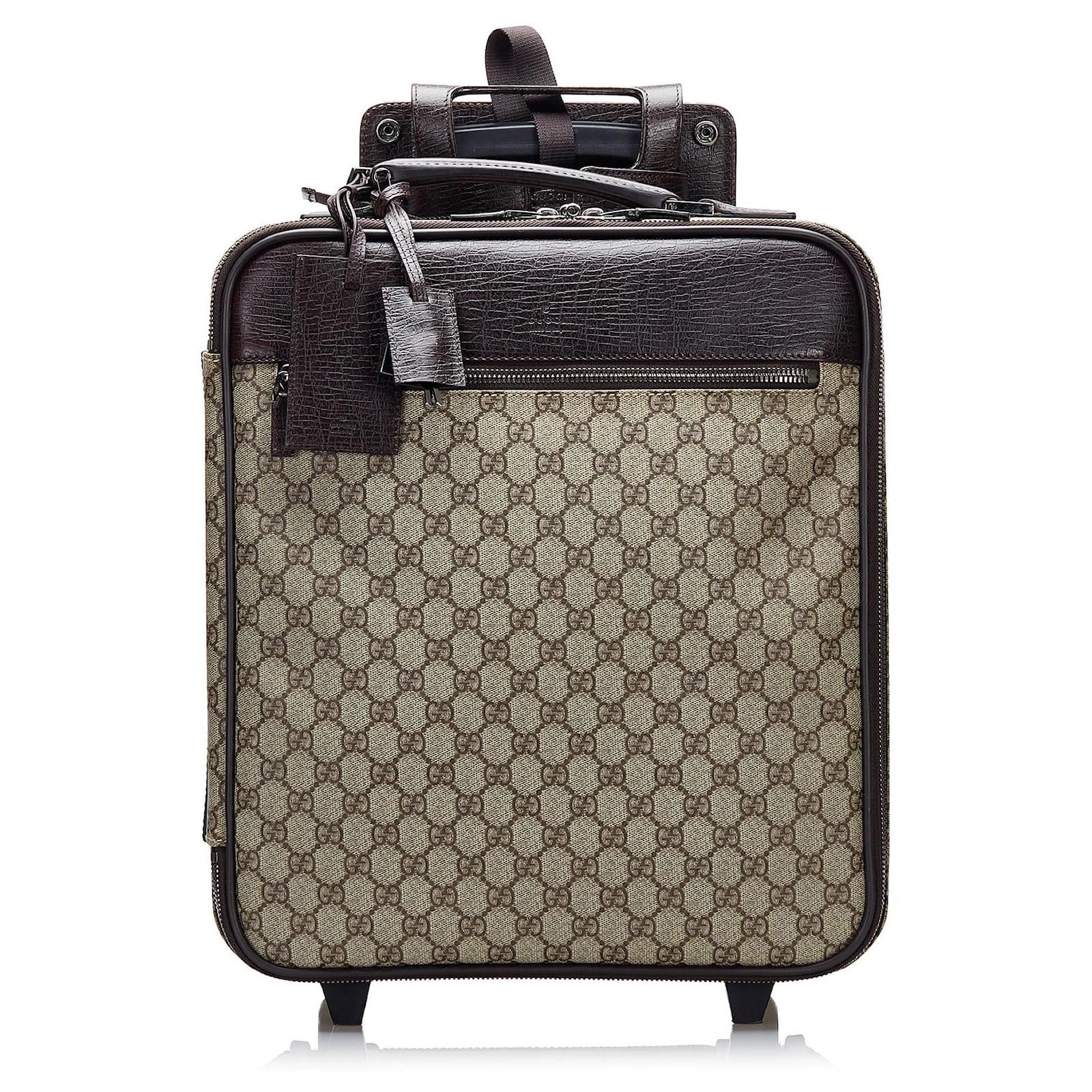 Gucci Brown GG Supreme Trolley Luggage Cloth Cloth ref.769912 - Joli Closet