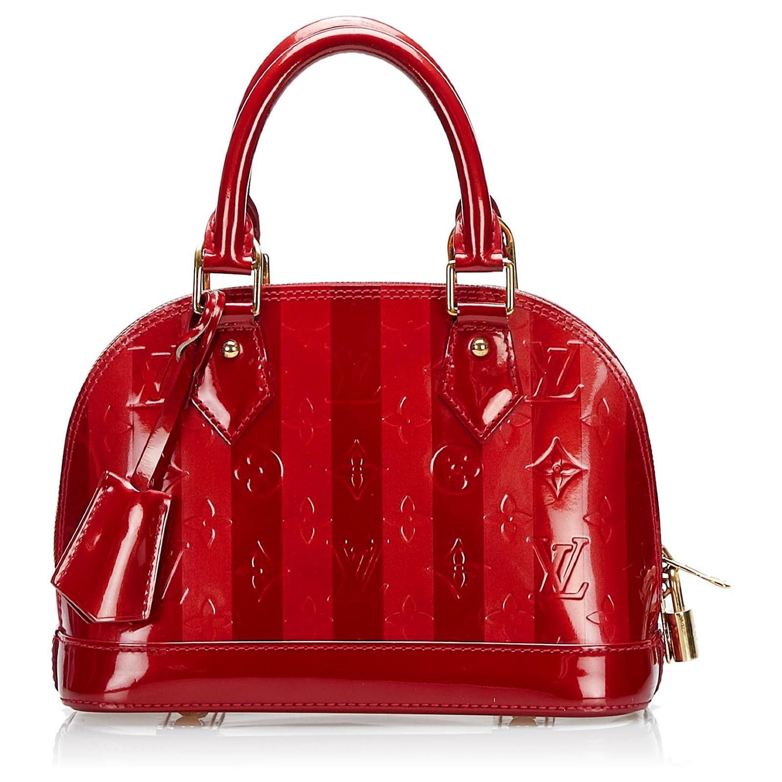 Louis Vuitton Red Vernis Rayures Alma BB Leather Patent leather ref.771905  - Joli Closet