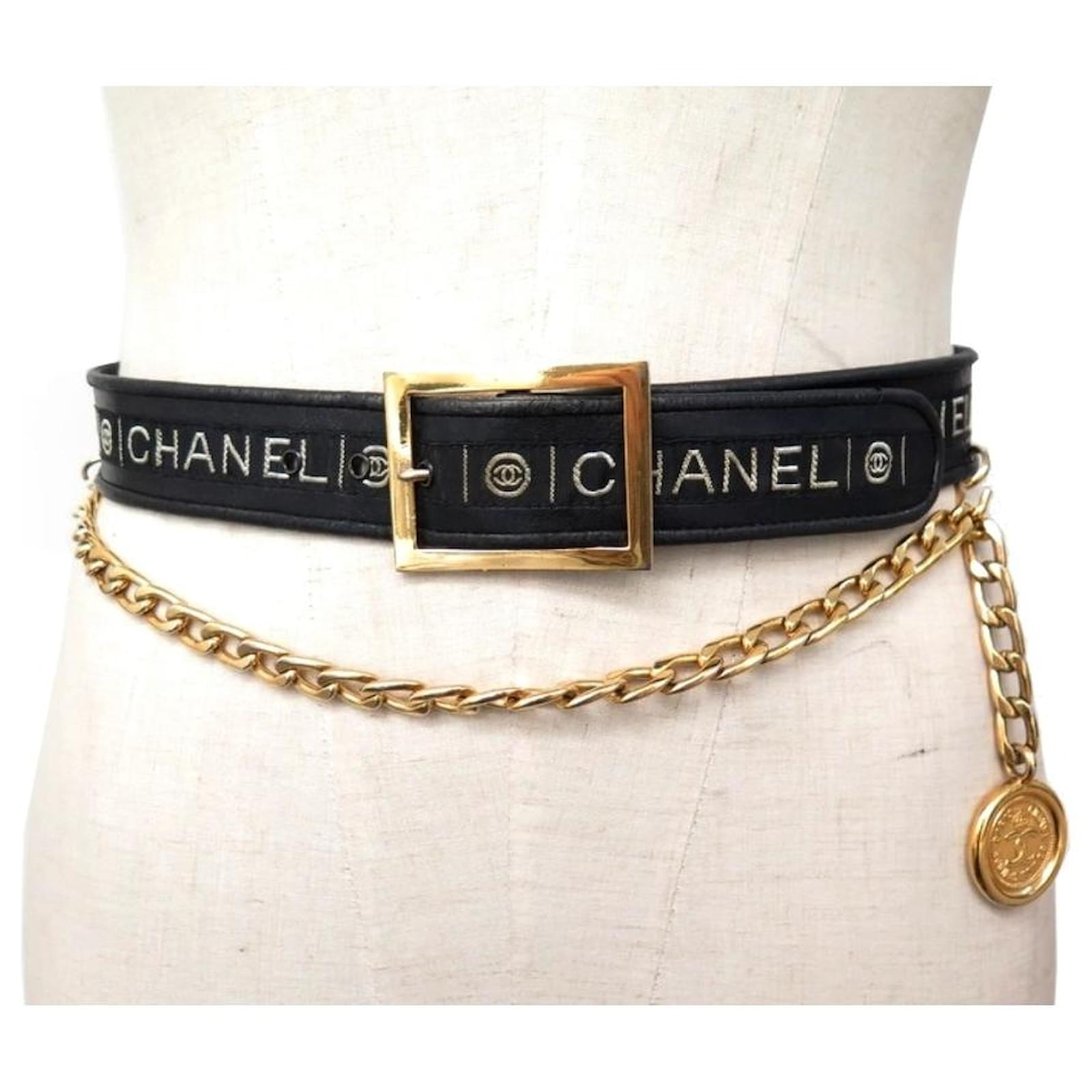 Vintage 80s CHANEL Huge Gold CC Logo Red Leather Waist Belt Buckle  75   30  28 Small  Super Rare Collectors Item