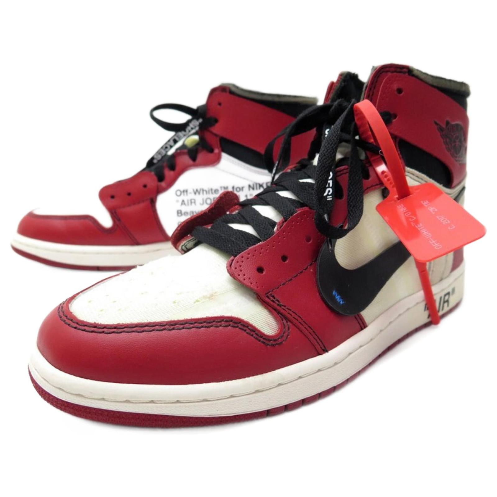 Lighed Mart analyse NIKE X OFF WHITE AIR JORDAN SNEAKERS 1 RETRO CHICAGO THE TEN 43 AA  SNEAKERS3834 Red Leather ref.772536 - Joli Closet