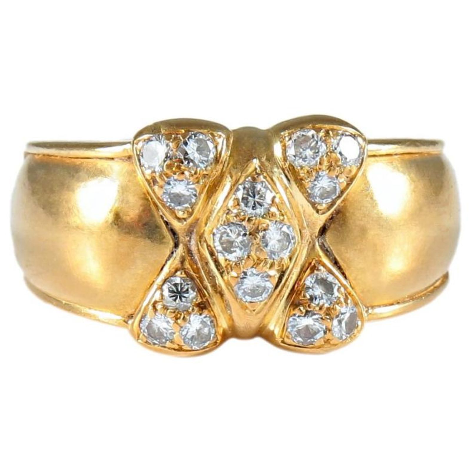Alliance Or Jaune 18k Vintage Motifs Croisillons - Taille 46, Style éternité