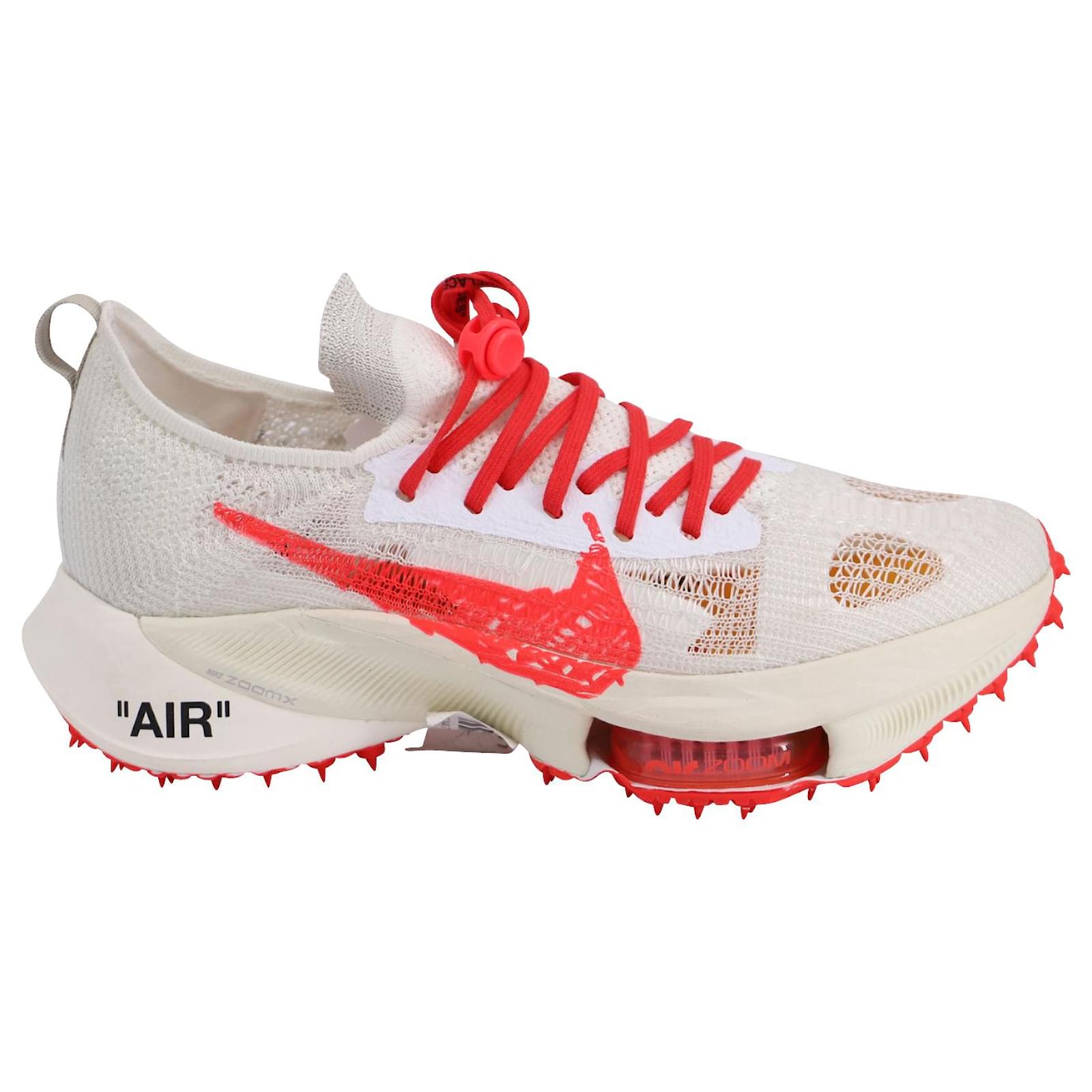 Off-White x Nike Air Zoom Tempo Next Sneakers in White and Orange Polyester