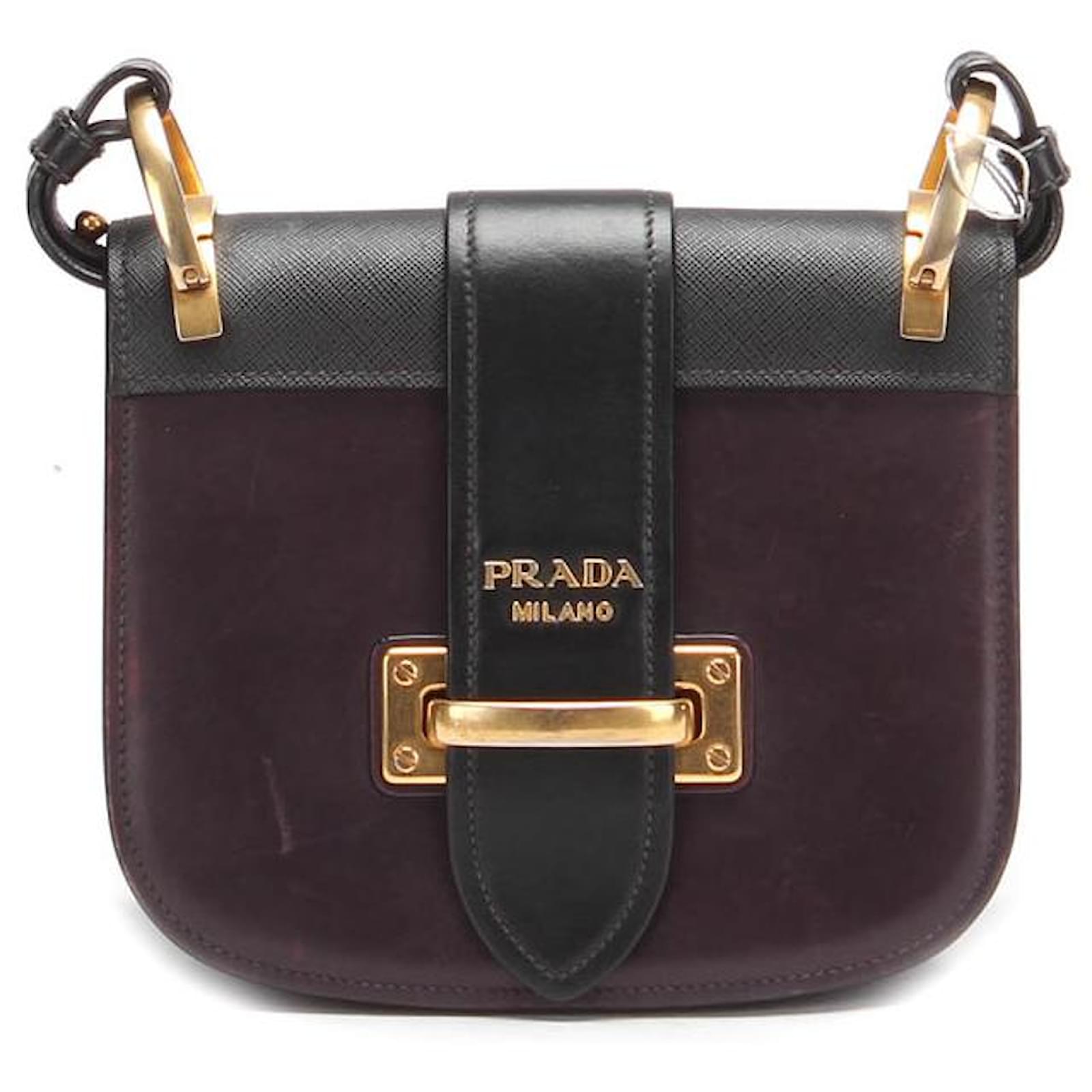 Prada Cahier Leather Shoulder Bag in Brown