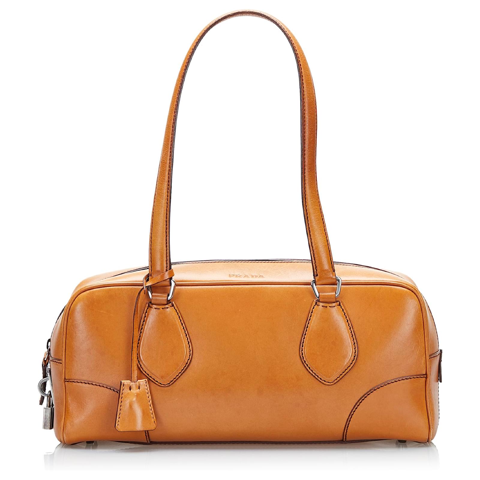 Prada Brown Leather Shoulder Bag Ponystyle calfskin ref.776105 Joli