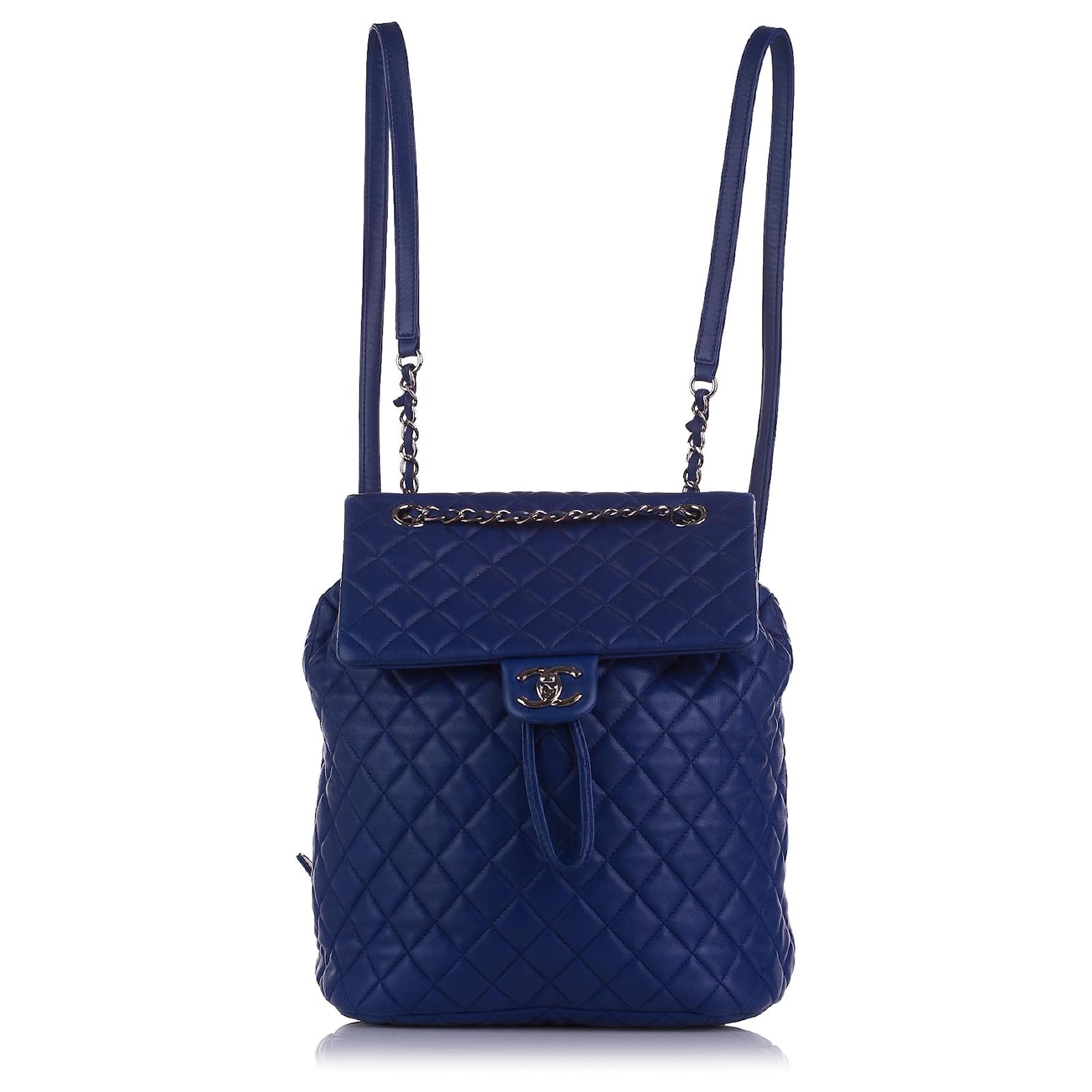 Chanel Urban Spirit Blue Quilted Lambskin Large Backpack