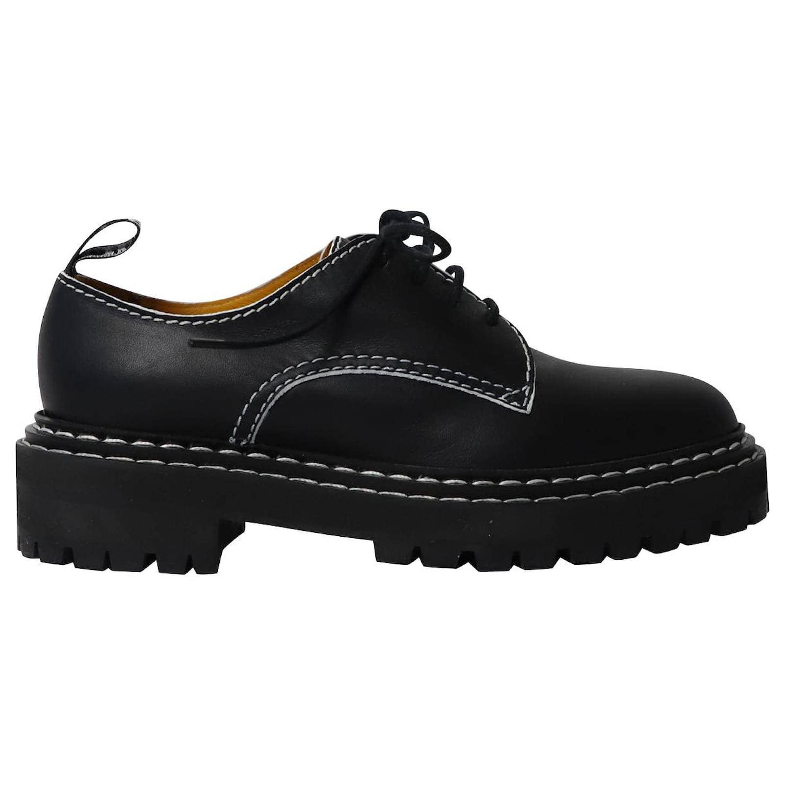 Proenza Schouler Marmy Topstitched Brogues in Black Leather ref