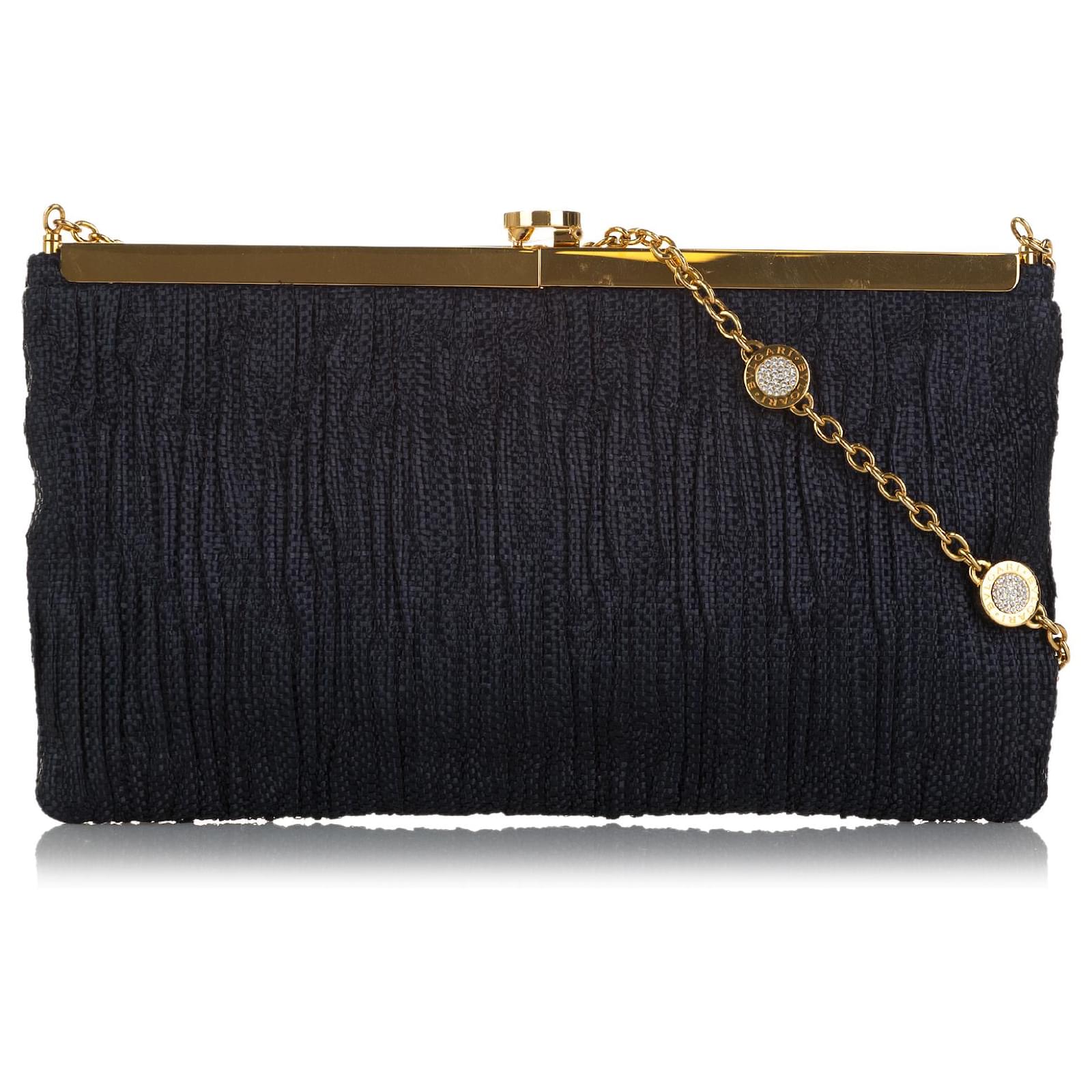 Bulgari Bvlgari Black Raffia Chain Clutch  - Joli Closet