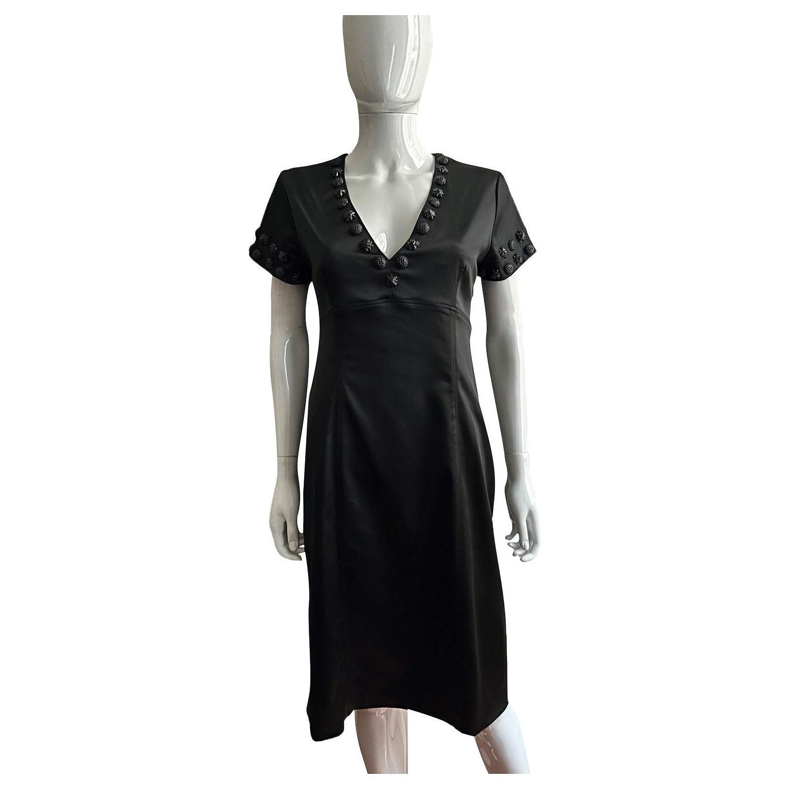 Robe Cocktail Noire Cloutée MISS SELFRIDGE - Taille 10, Moulante Crayon Midi, Neuve Sans étiquettes