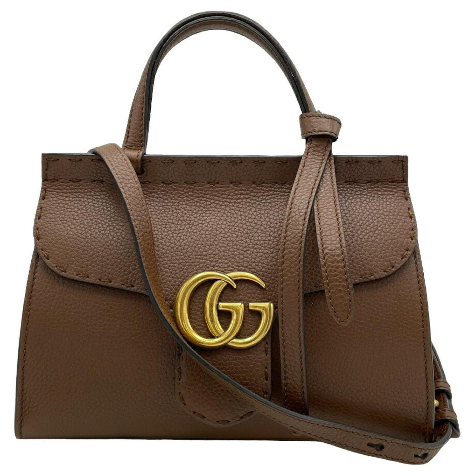 Gucci brown leather handbag best sale