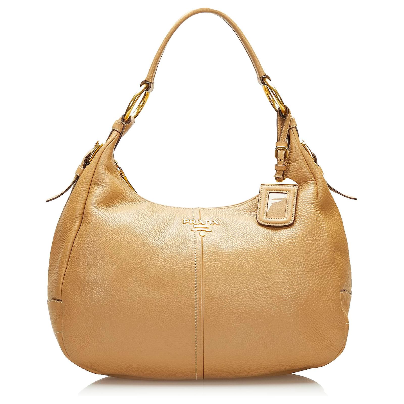 Prada Brown Vitello Daino Hobo Light brown Leather Pony-style calfskin   - Joli Closet