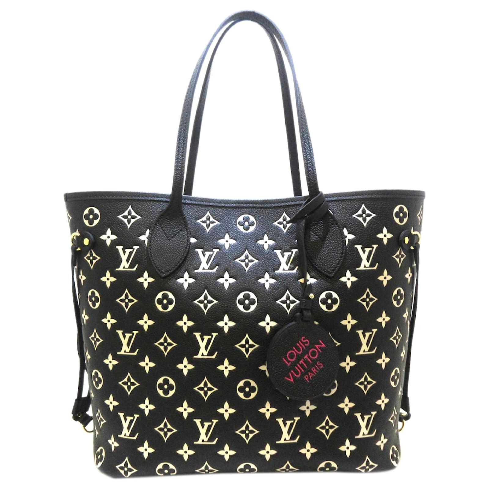 Louis Vuitton Black Monogram Empreinte Spring In The City Neverfull MM White Leather ref.778216 Joli Closet