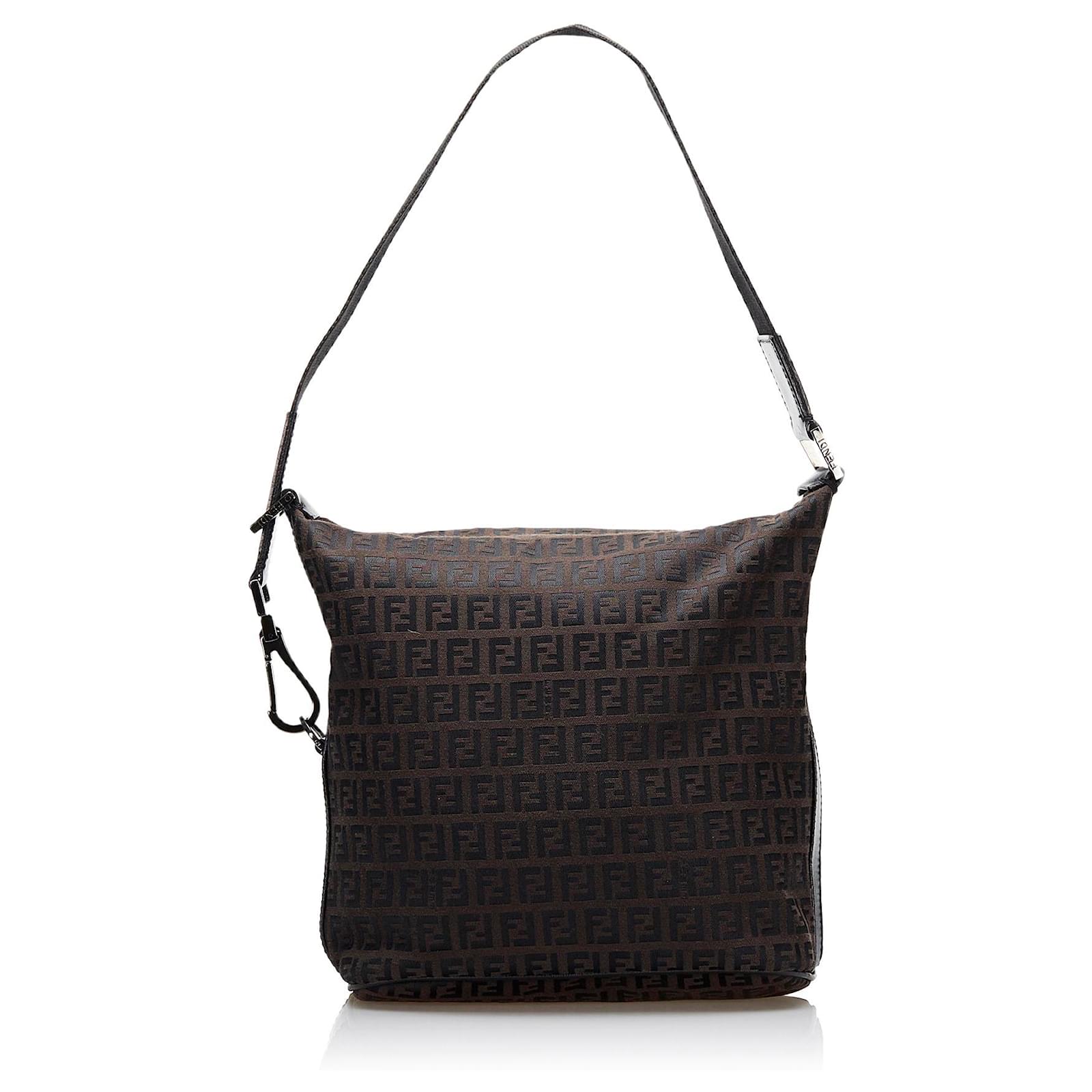 Fendi Brown Zucchino Shoulder Bag Dark brown Cloth Cloth ref.780199 ...