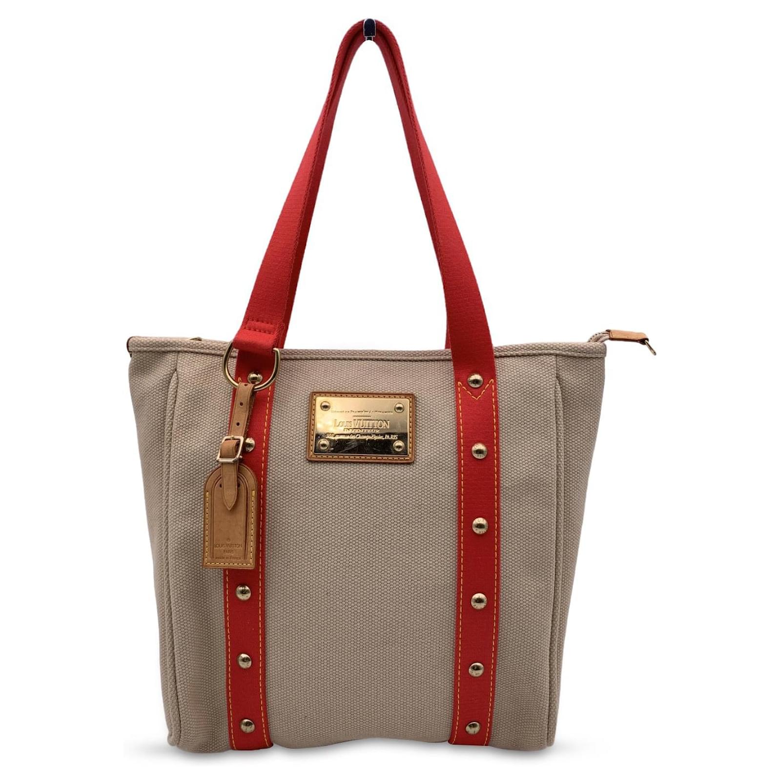 Louis Vuitton Beige Red Canvas Antigua MM Tote Shopping Bag Cloth  ref.780998 - Joli Closet