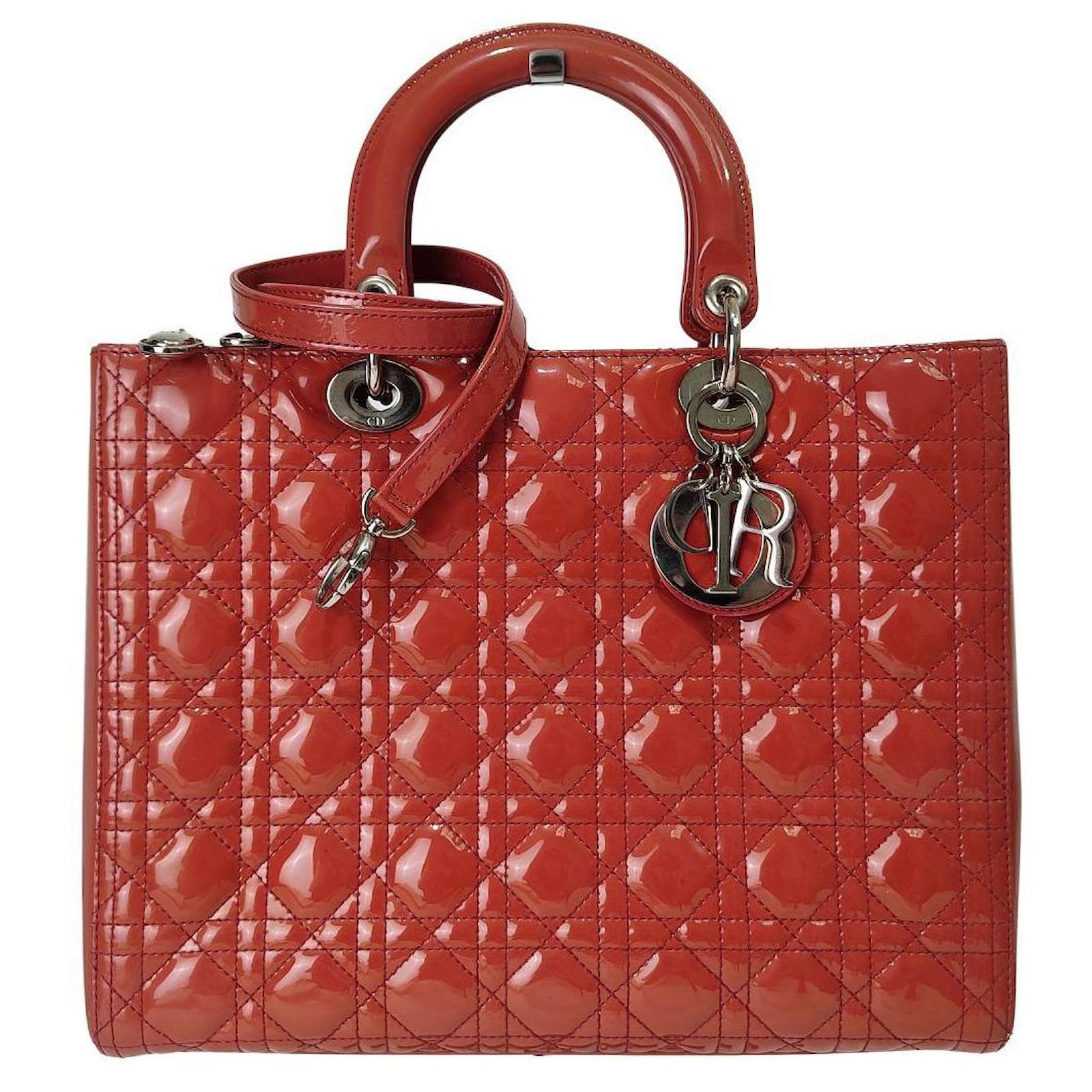 Christian Dior Lady Dior Patent Leather Bag Red ref.782417 Joli Closet