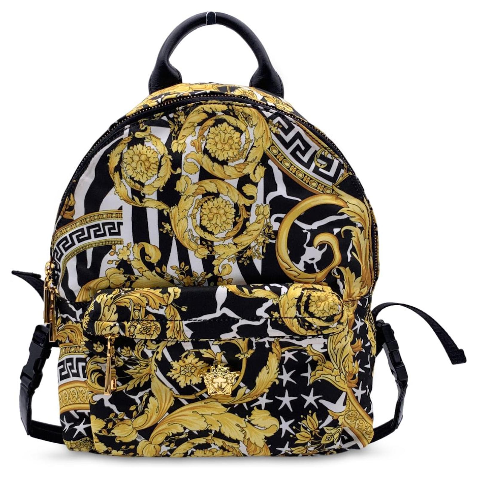 Versace Baroque Nylon Canvas Medusa Backpack Shoulder Bag