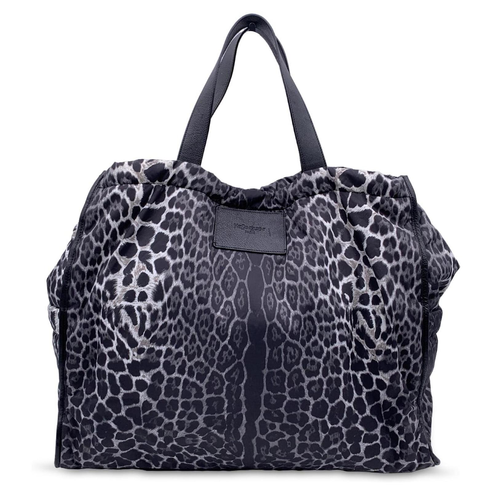 Yves Saint Laurent Mombasa Tote Bag Vintage Black Leather Nylon Ladies