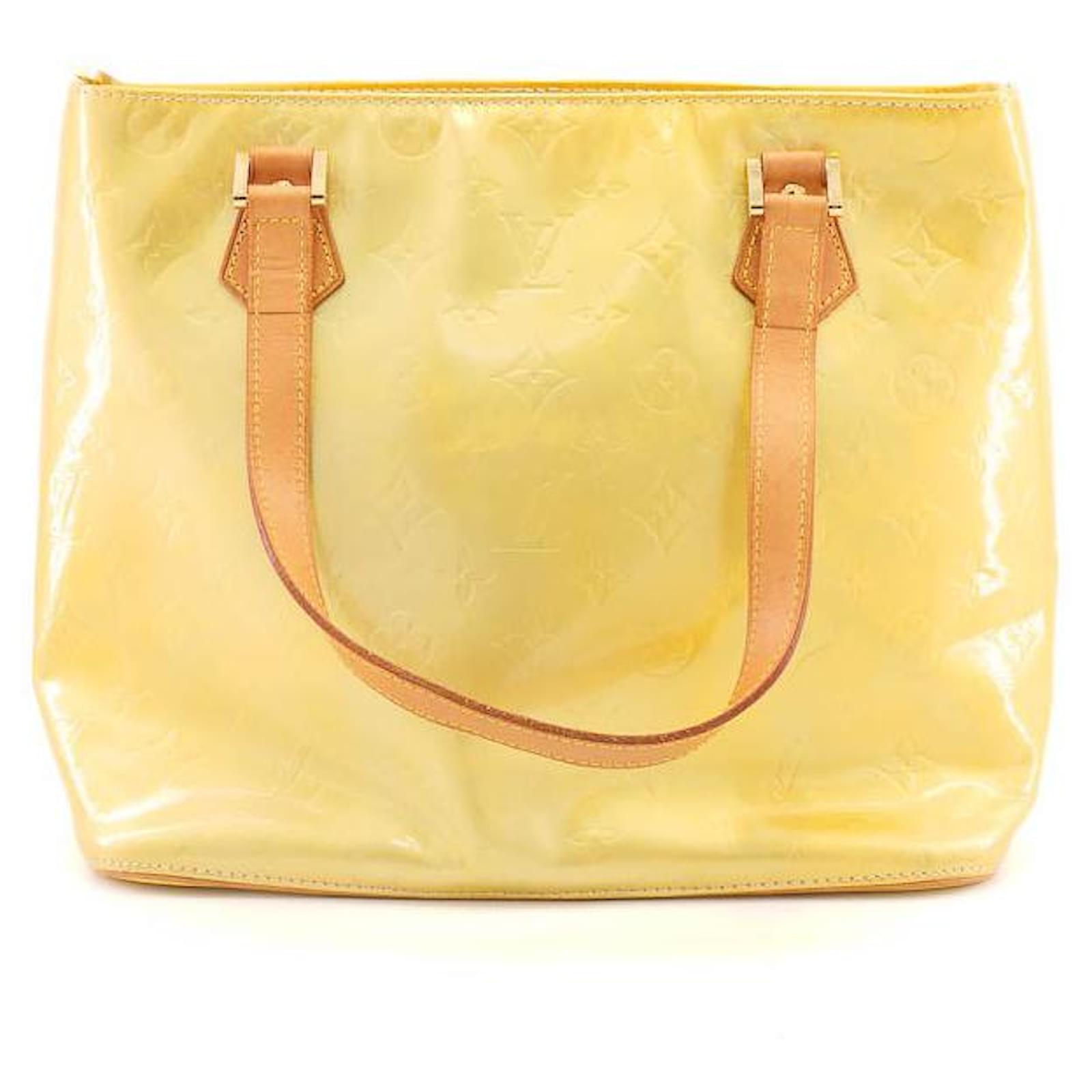 Louis Vuitton Pale Yellow Vernis Monogram Yellow Houston Tote Bag