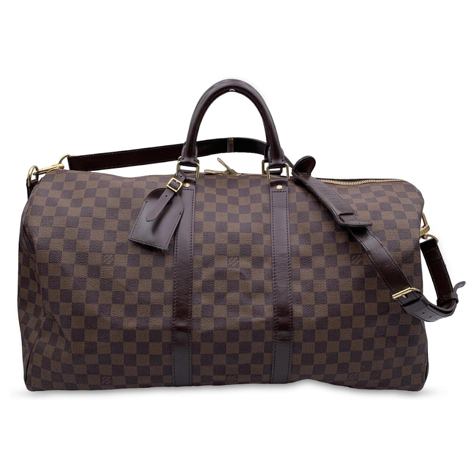 Louis Vuitton Damier Ebene Keepall Bandouliere 55 Duffle with