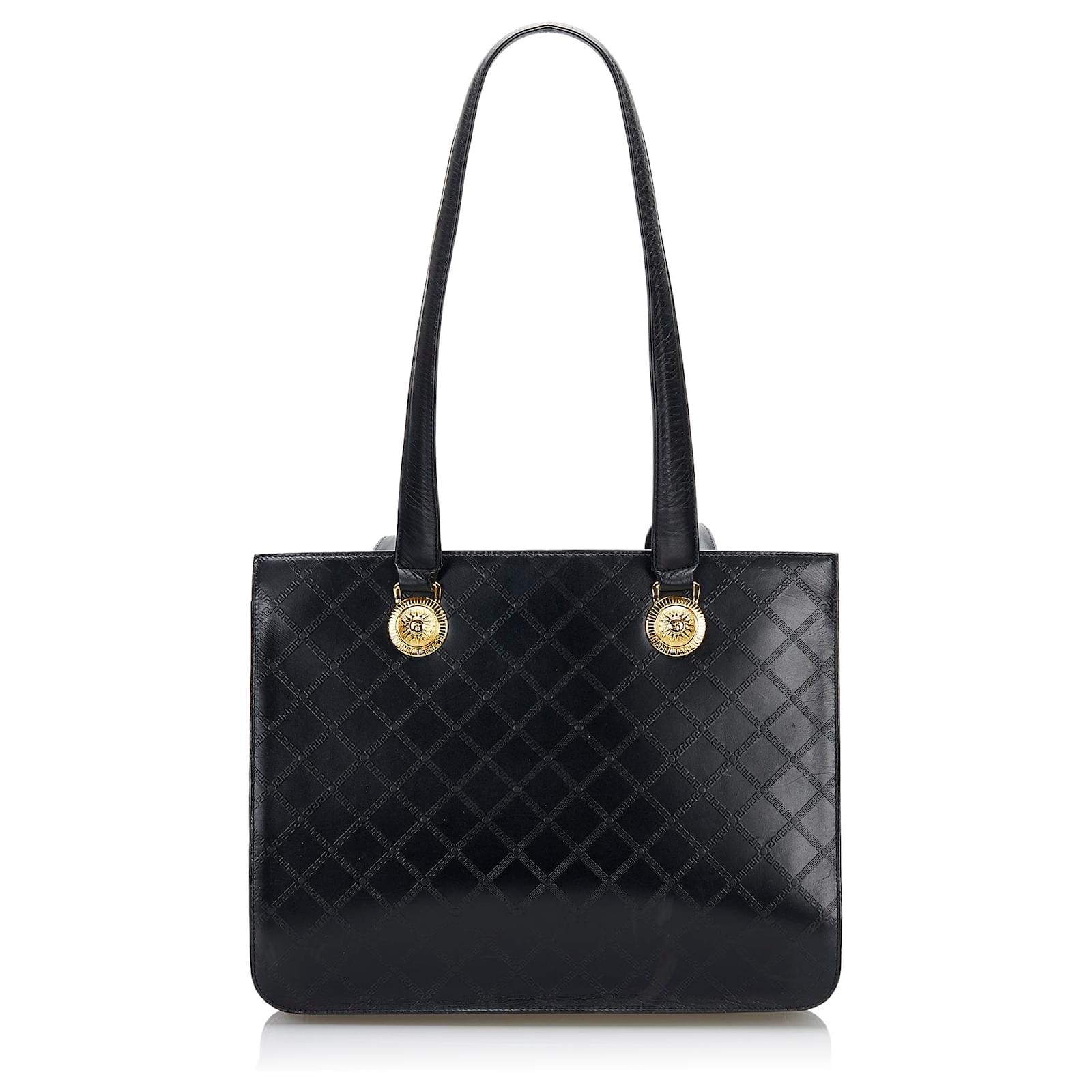 Sac cabas Icon en cuir noir Versace Veau fa?�on poulain ref.783704 - Joli Closet