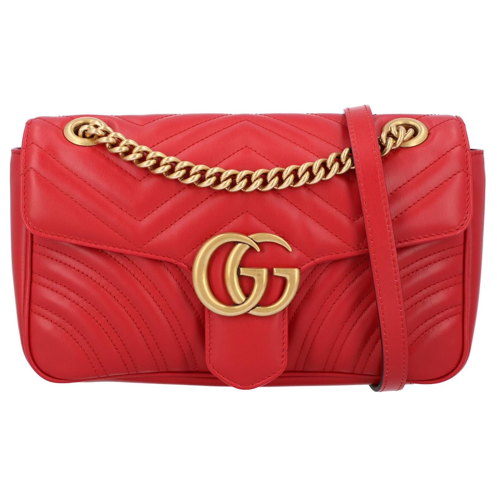 Gucci Women's GG Marmont Small Shoulder Bag - Red - Shoulder Bags