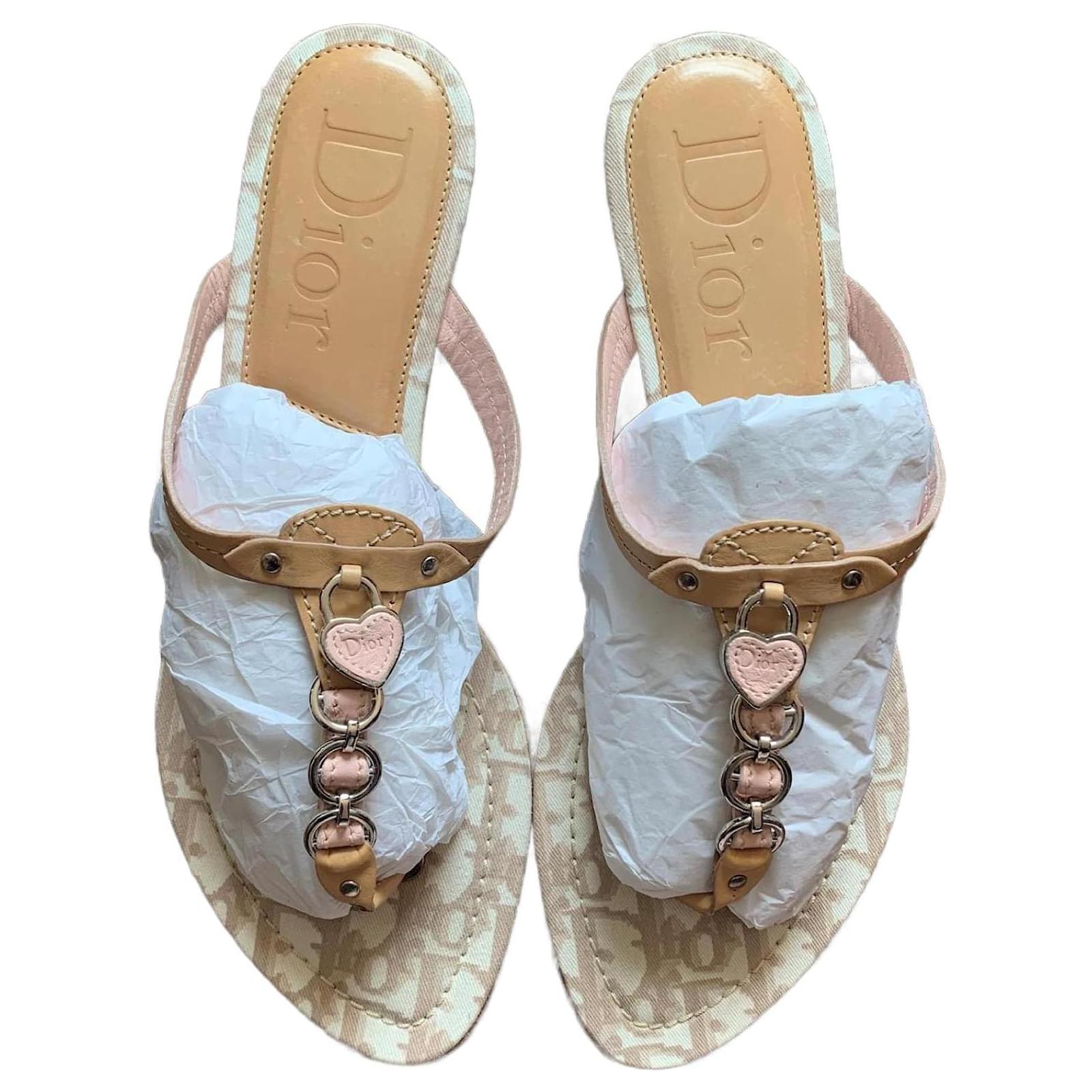 Dior Pink and White Monogram Sandals