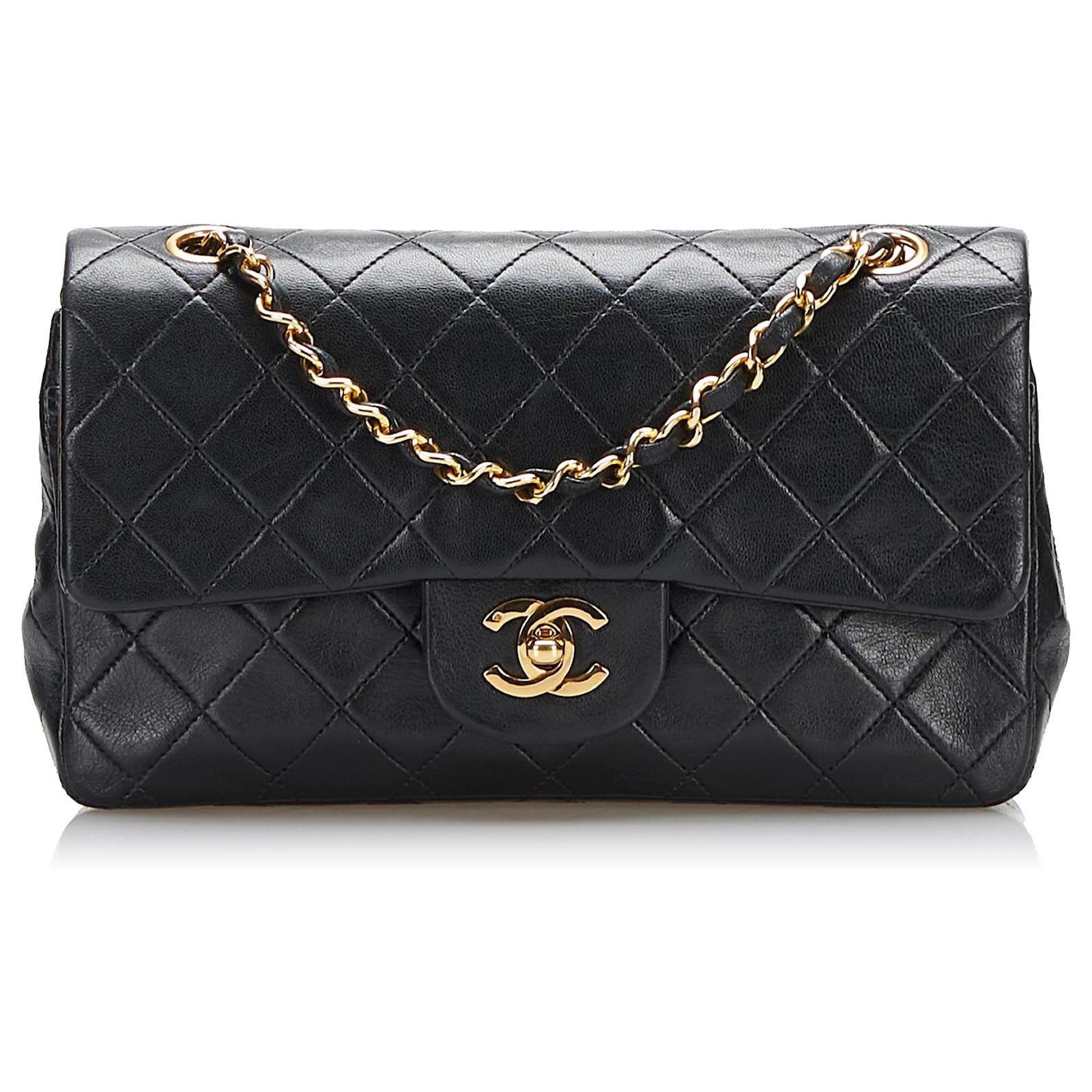 Chanel Vintage Black Quilted Lambskin Small Classic Double Flap
