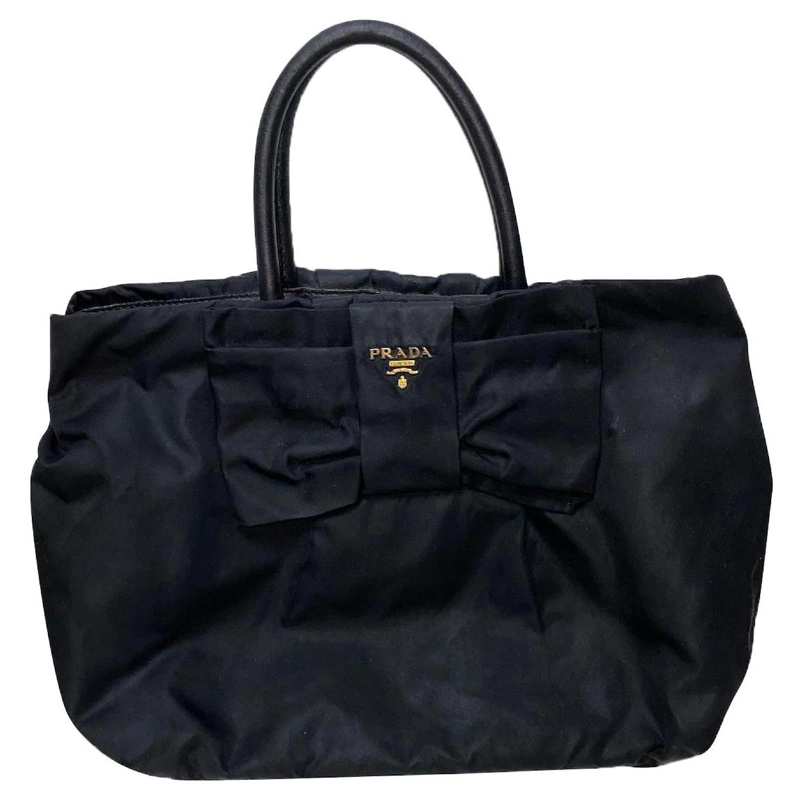 Ribbon Prada Nylon bow bag Black  - Joli Closet
