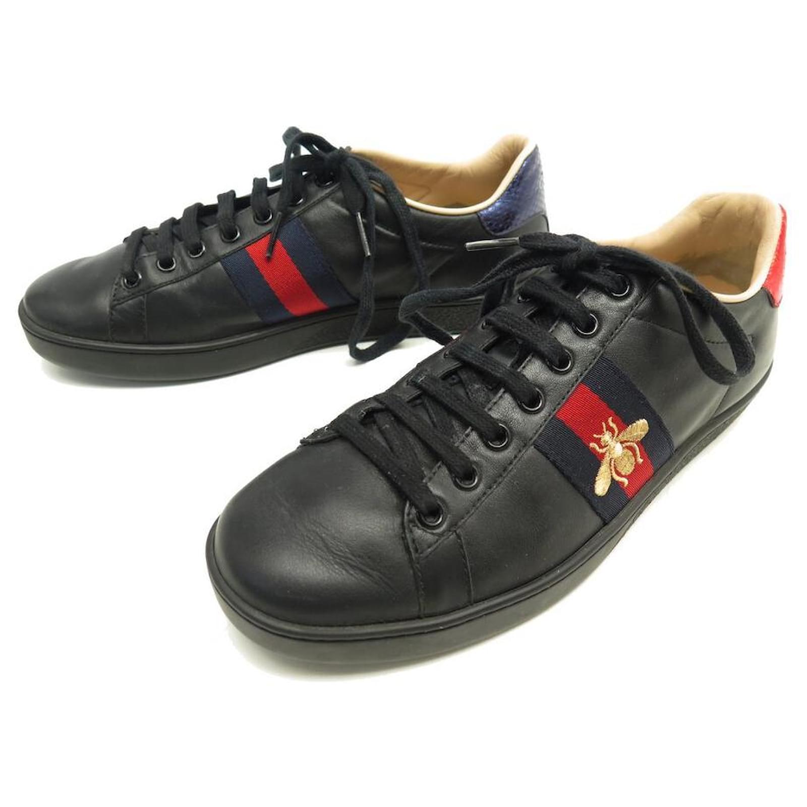 GUCCI EMBROIDERED ACE sneakers SHOES 429446 37 IT 38 EN BLACK