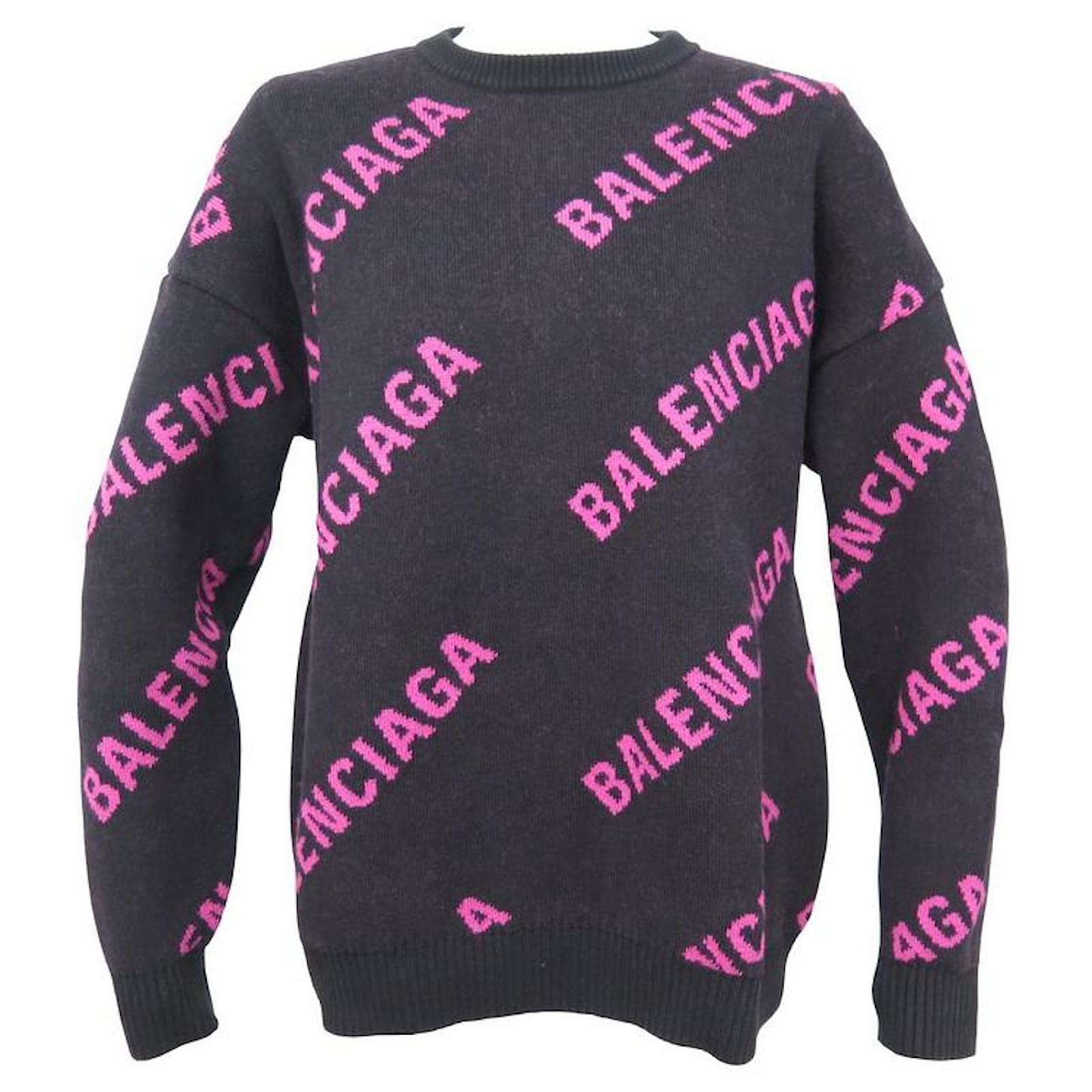 Balenciaga Pink Logo Allover Wool Sweater  Size 36  Labellov  Buy and  Sell Authentic Luxury