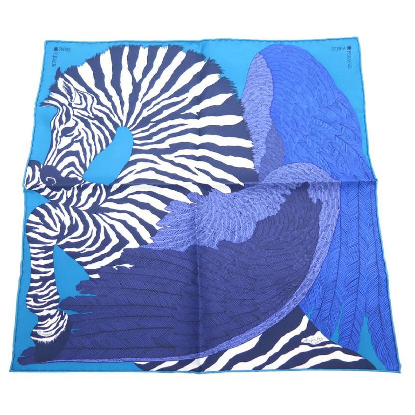 Petit foulard carré de soie Gavroche Vintage Bleu Lester