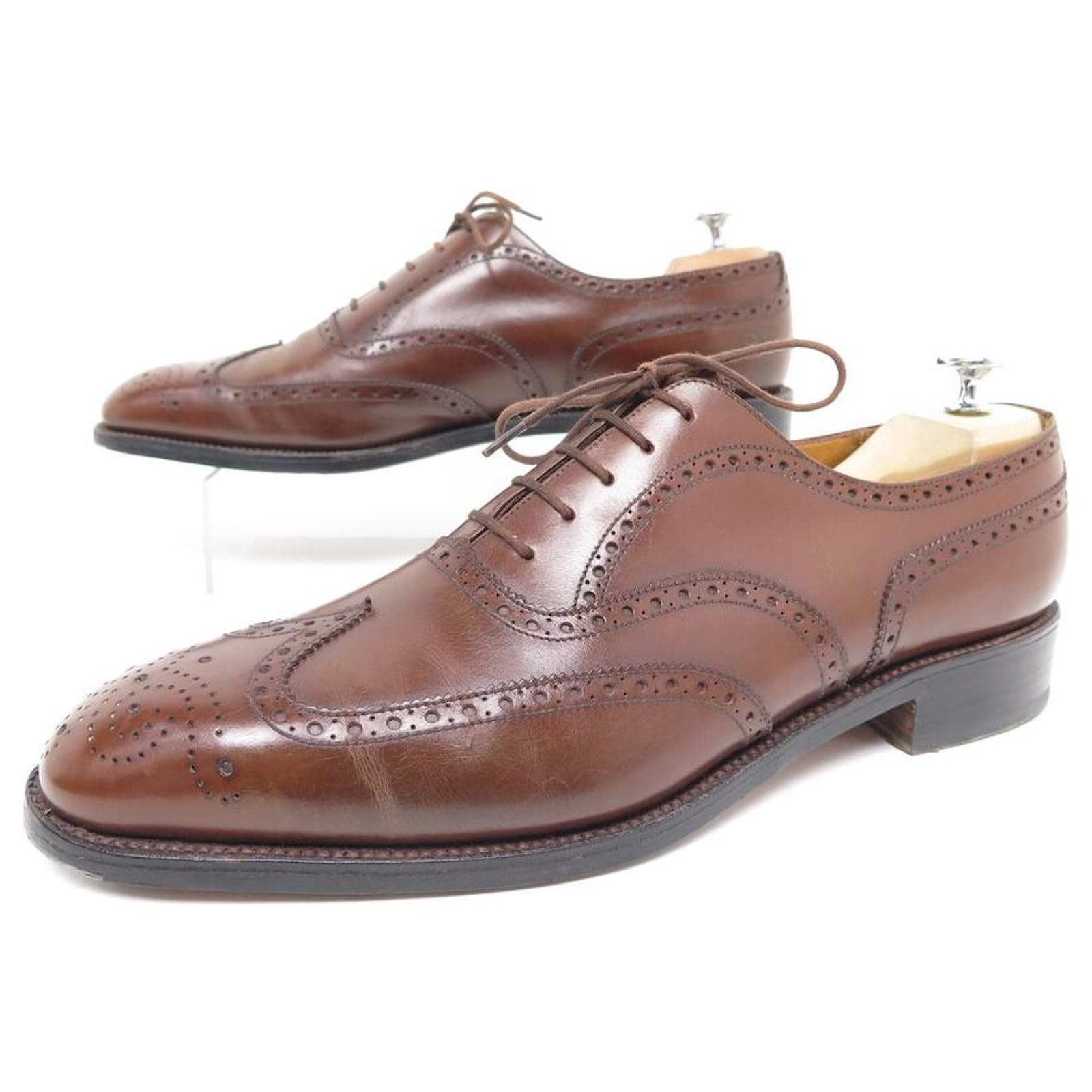 JM WESTON SHOES 376 RICHELIEU BOUT FLORAL 11.5C 45.5 BROWN LEATHER