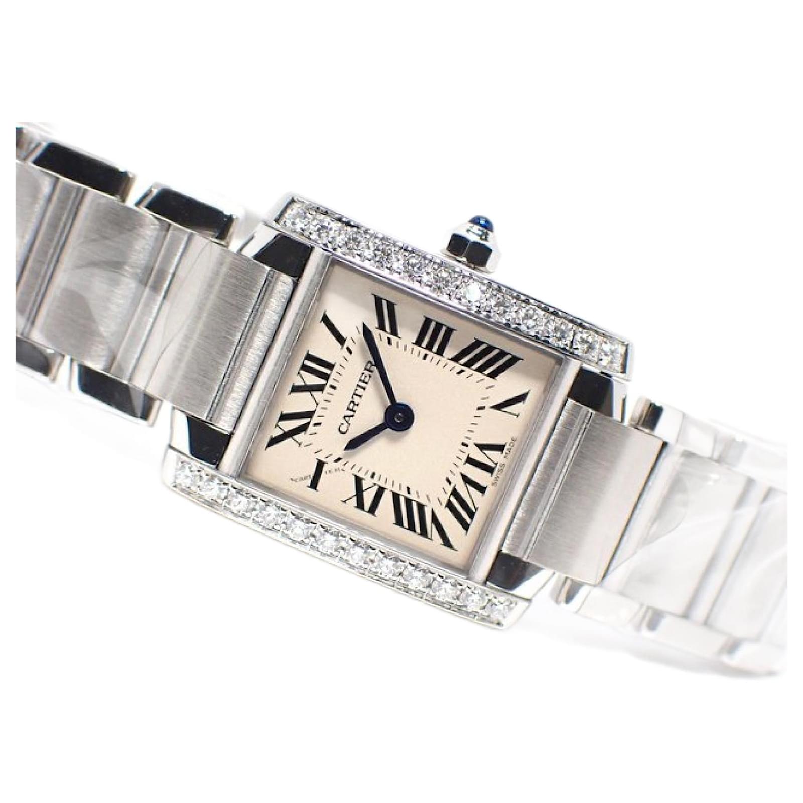 Cartier Tank Francaise Diamond Stainless Steel Women's Watch W4TA0008