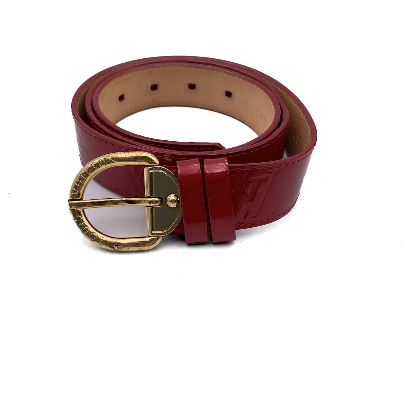 Louis Vuitton Tamaño de cinturón rojo Pomme D'Amour Monogram Vernis 90/36  Roja Cuero ref.785482 - Joli Closet