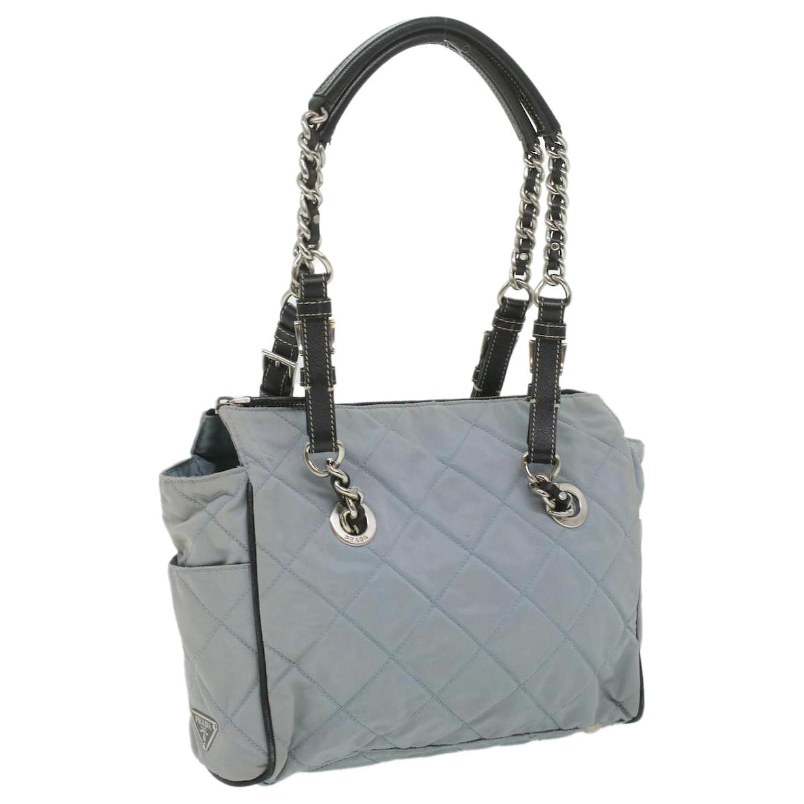 PRADA Quilted Shoulder Bag Nylon Light Blue Auth ac1703 ref.786377