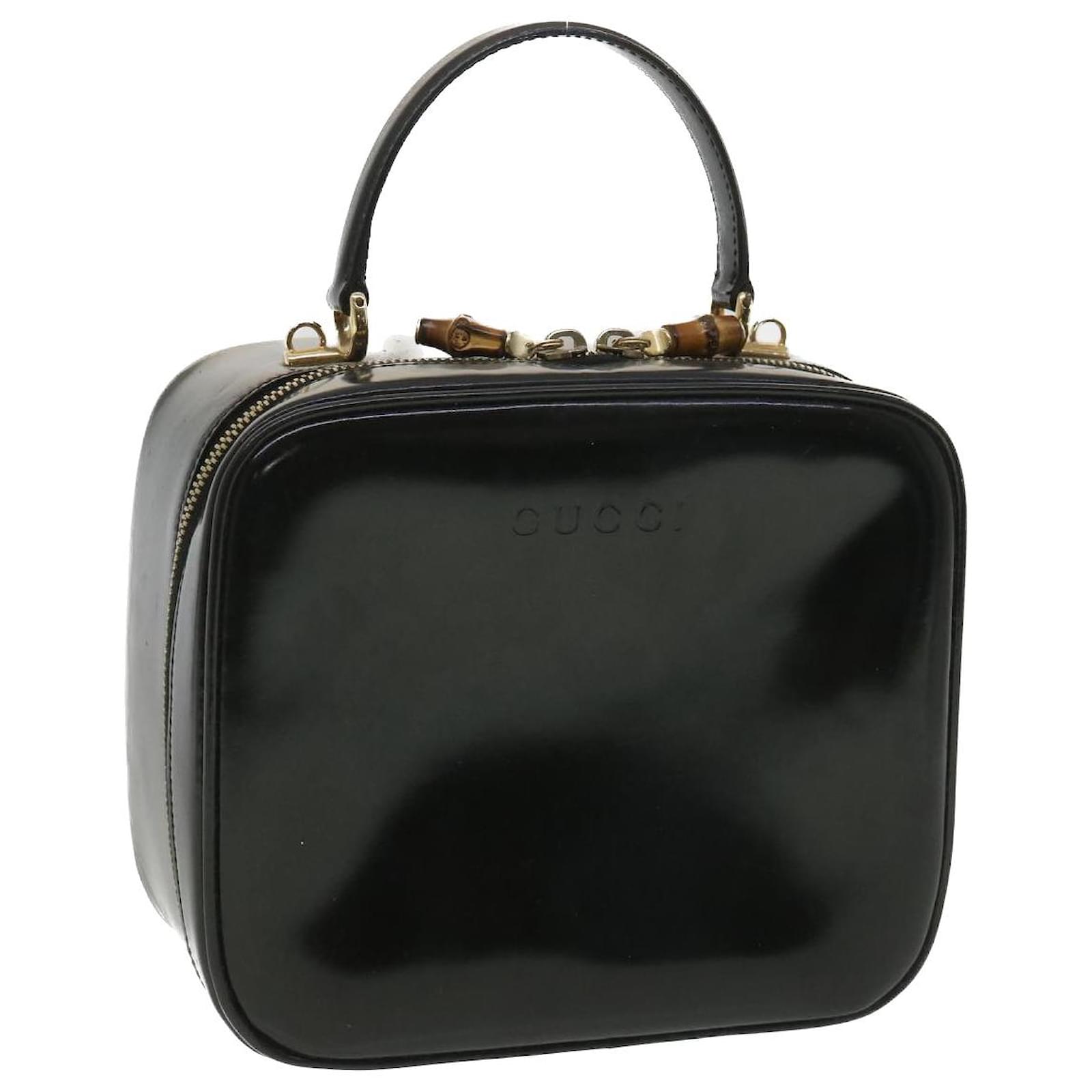 GUCCI Hand Bag Patent Leather Black Auth ac1718  - Joli Closet