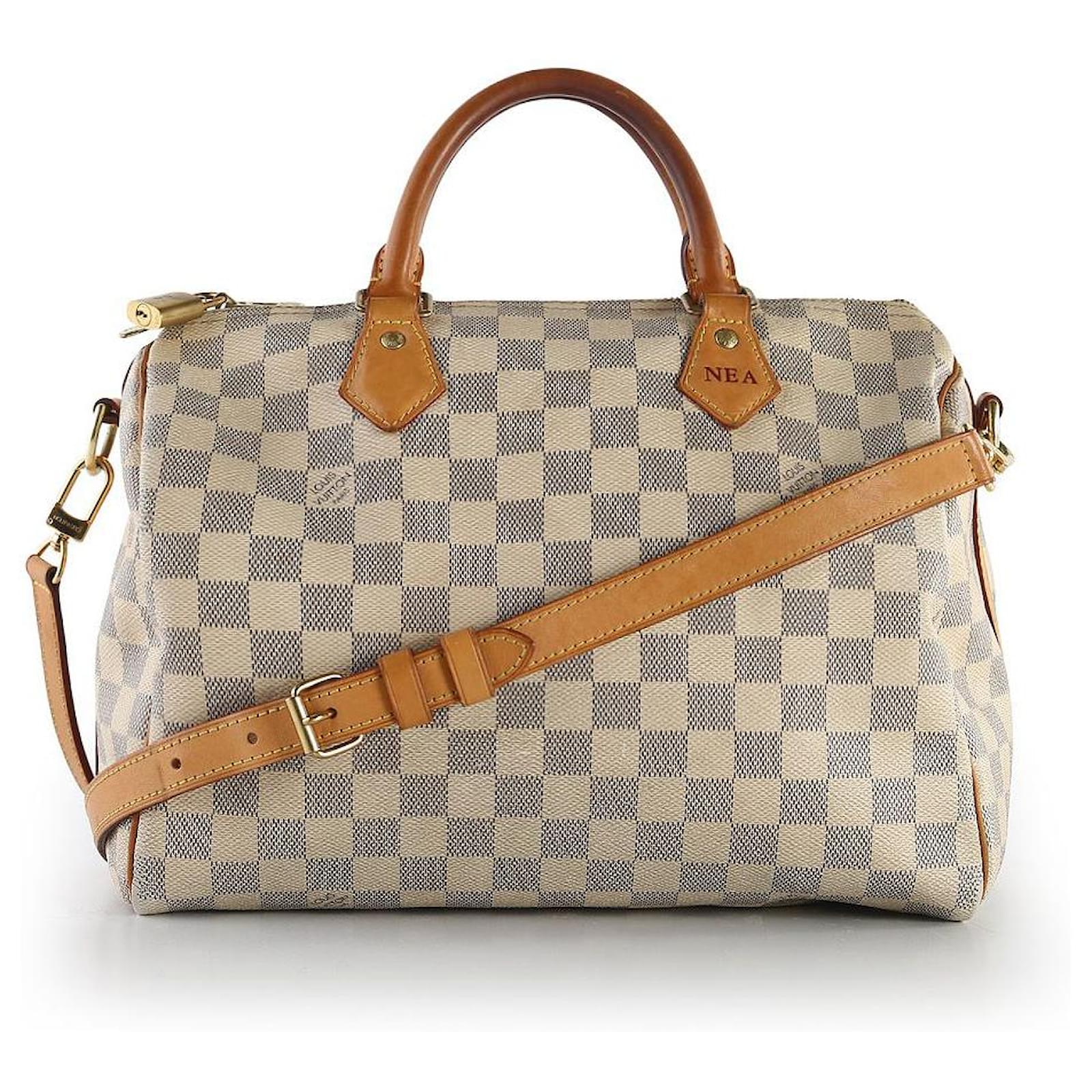 Louis Vuitton White Damier Azur Coated Canvas Speedy 30 Bandeau Handle Bag  Cloth ref.786705 - Joli Closet