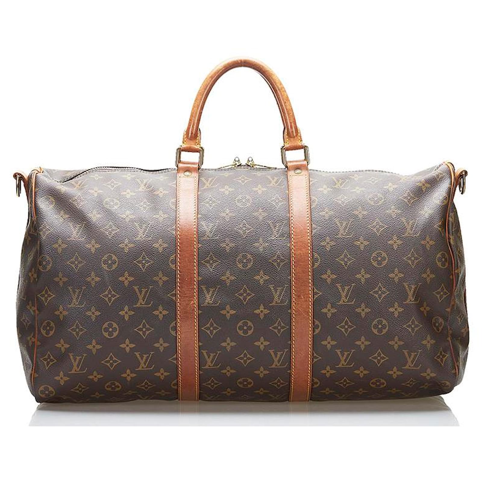 Louis Vuitton keepall 50 Bandoulière Brown Cloth ref.210471 - Joli Closet